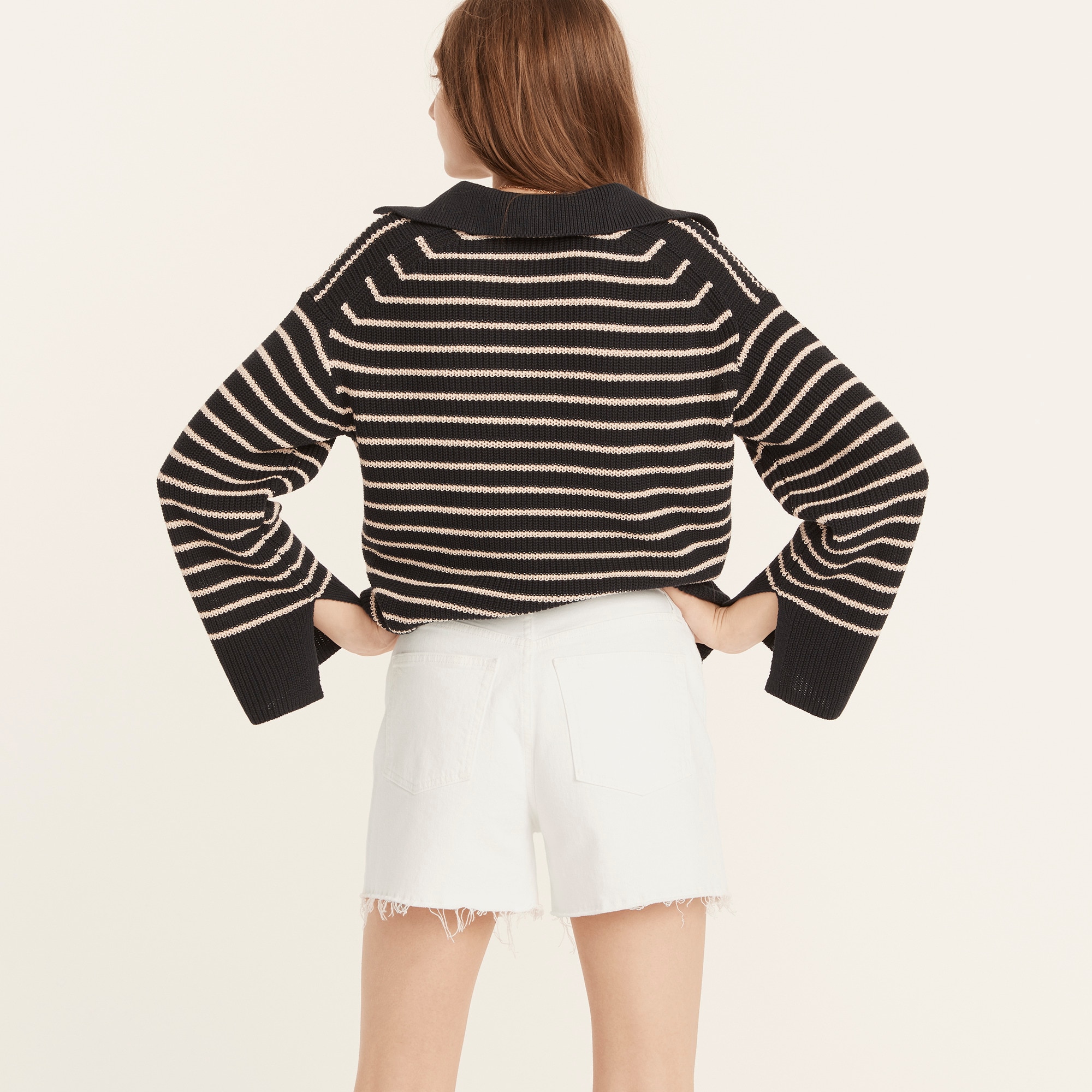 High-rise denim short in white