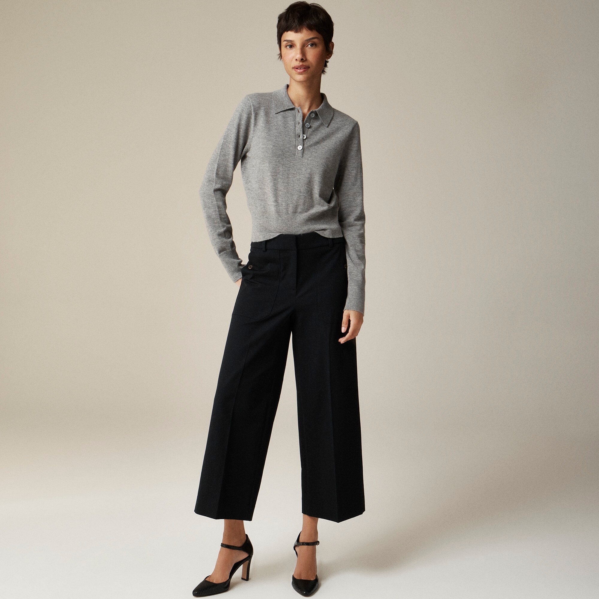 Sydney wide-leg pant in bi-stretch cotton blend