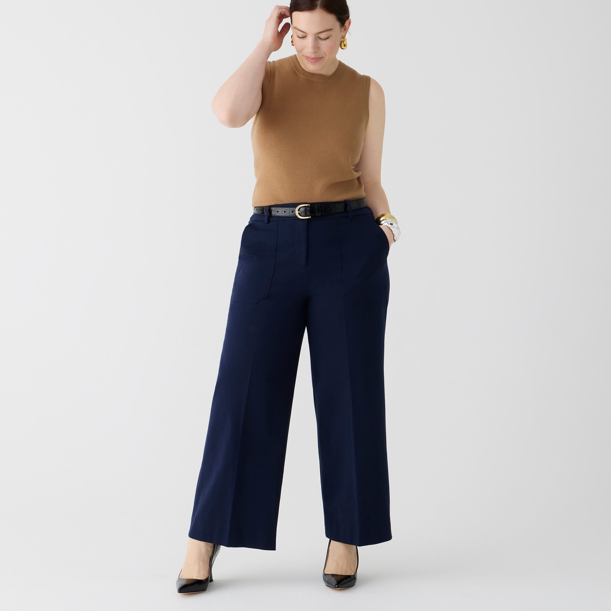 Sydney wide-leg pant in bi-stretch cotton blend