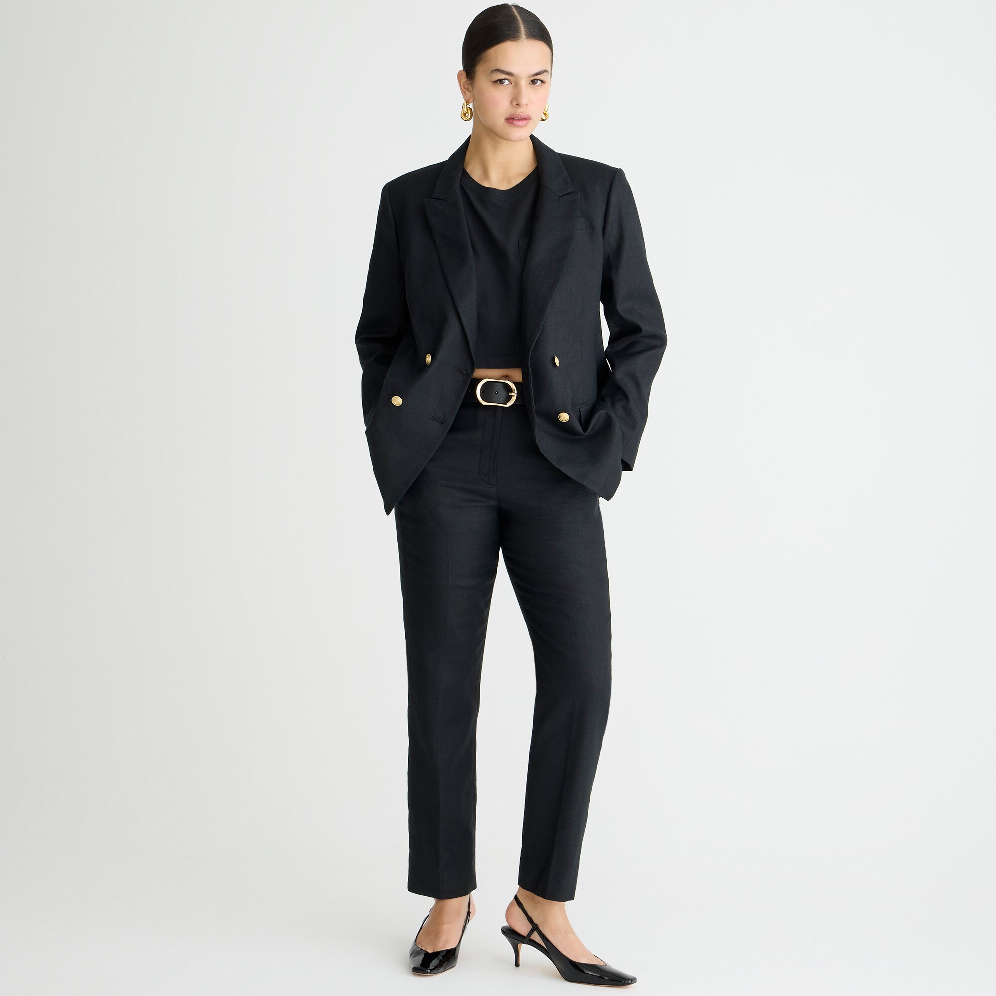 j.crew: kate straight-leg pant in stretch linen blend for women