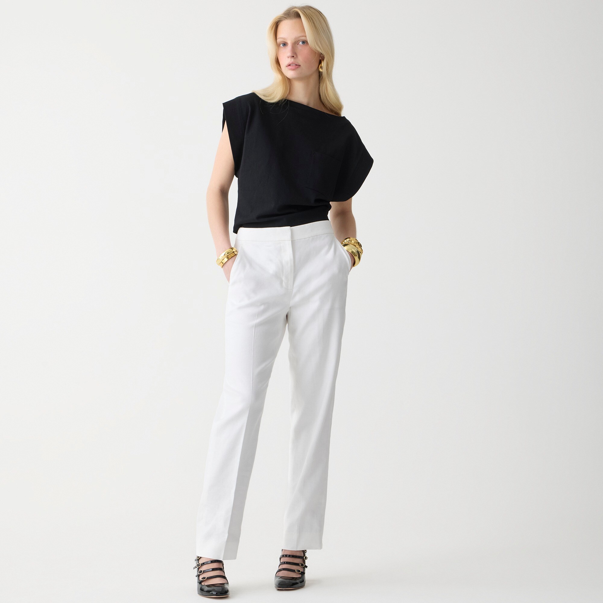  Petite Kate straight-leg pant in stretch linen blend