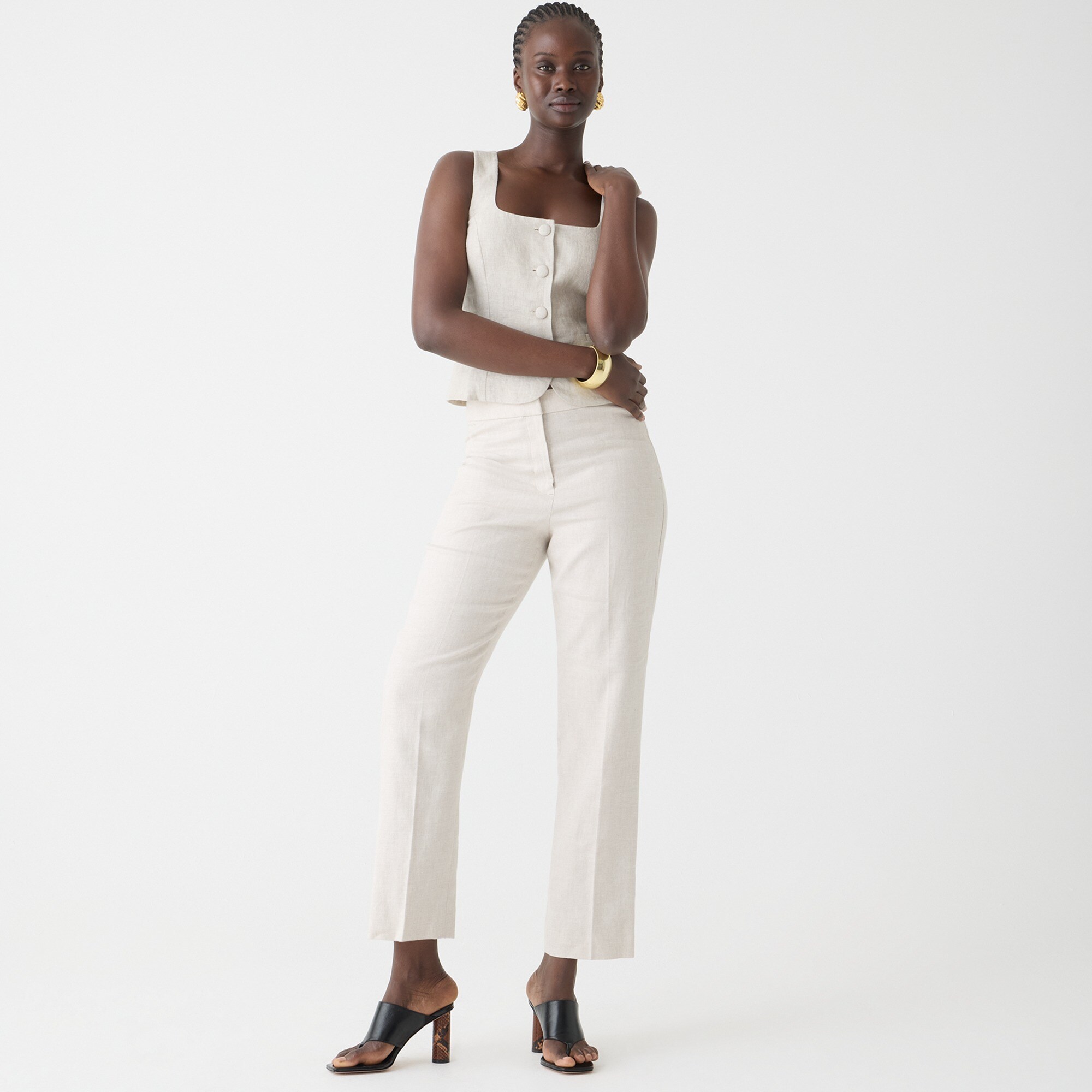 j.crew: kate straight-leg pant in stretch linen blend for women