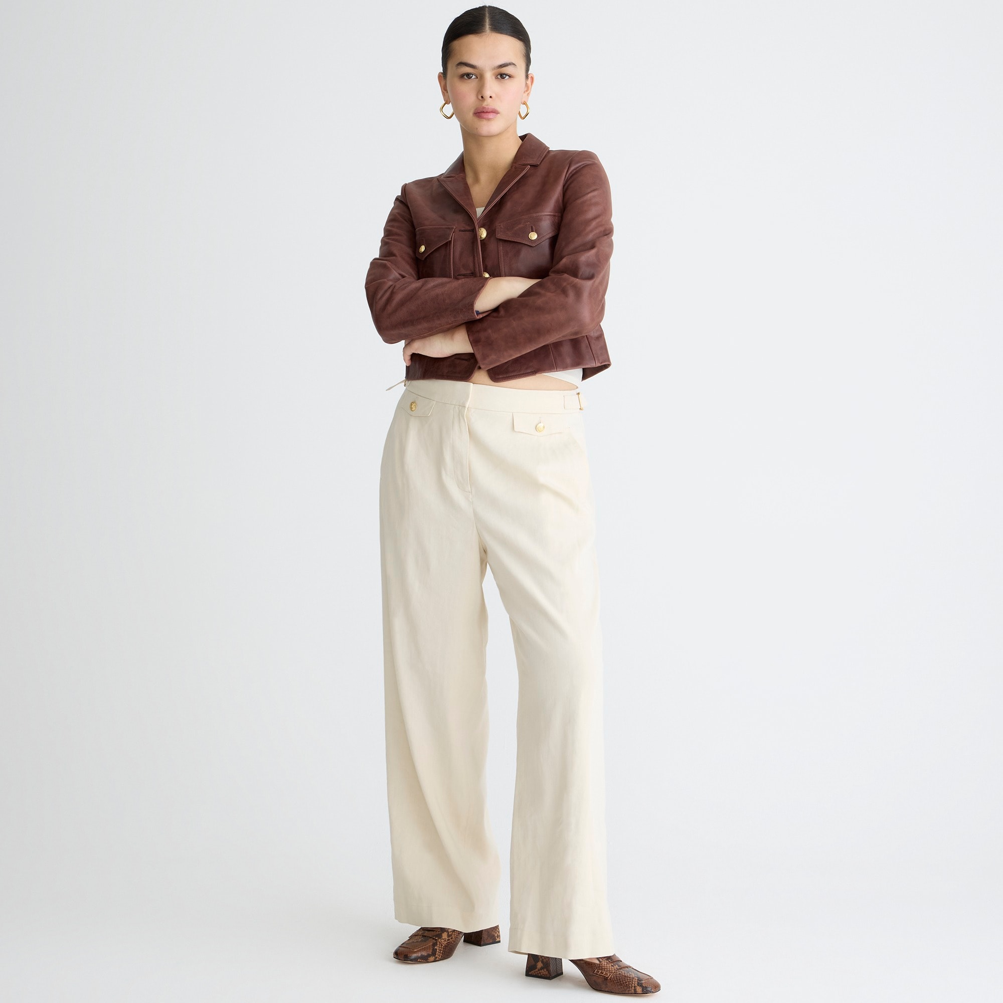 j.crew: collection side-tab trouser in italian linen blend for women