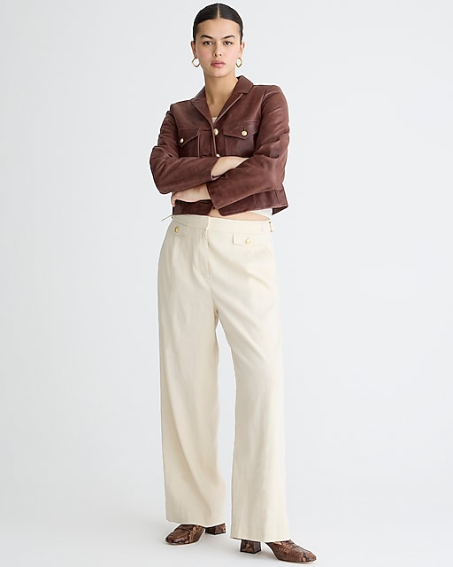 womens Collection side-tab trouser in Italian linen blend
