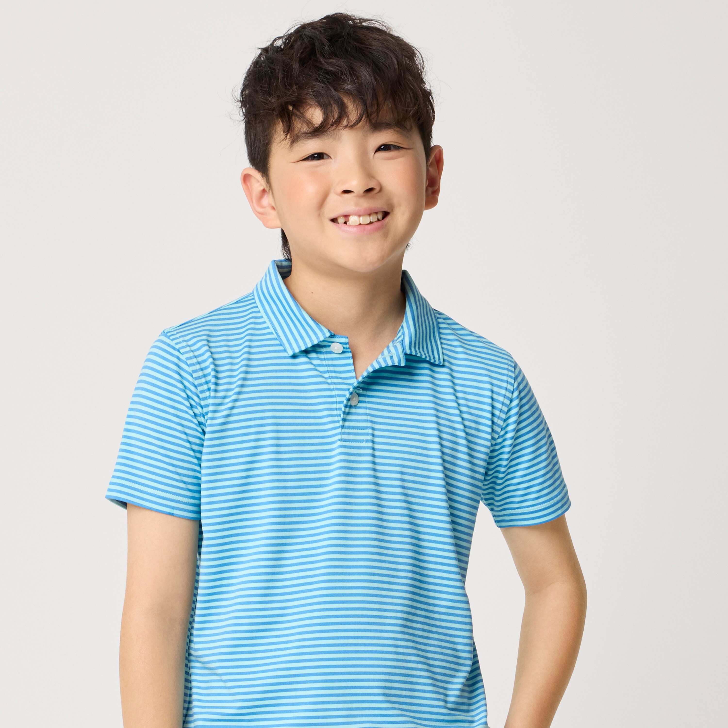 Boys' striped performance polo shirt
