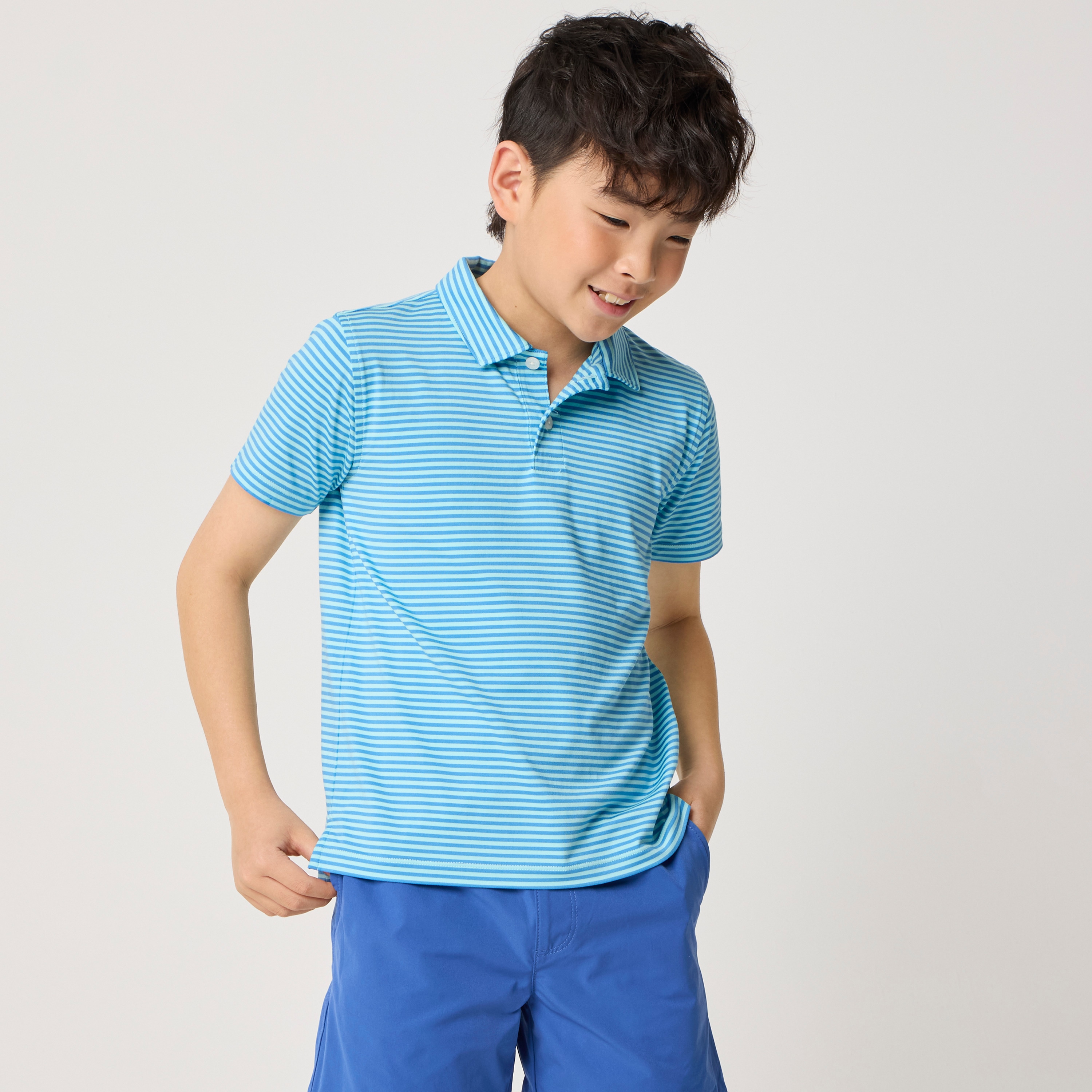Boys' striped performance polo shirt