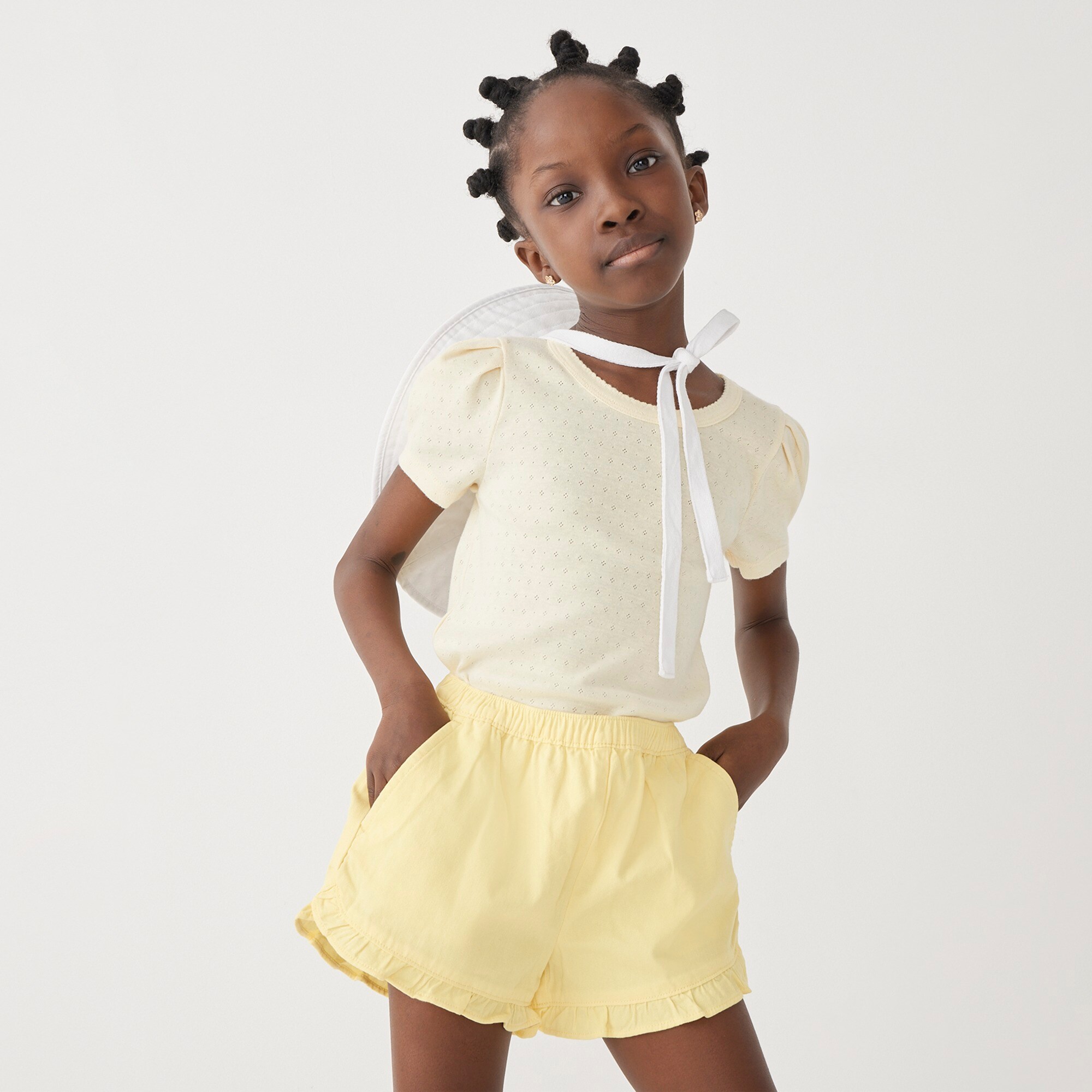 girls Girls&apos; ruffle pull-on short in soft chino