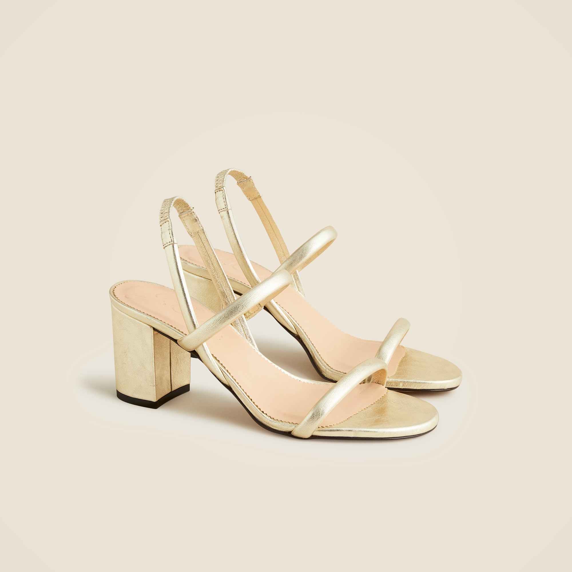 Lucie slingback block-heel sandals in metallic leather