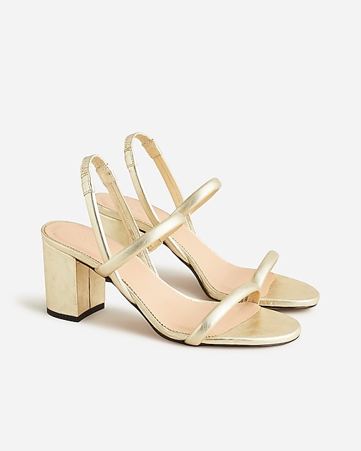  Lucie slingback block-heel sandals in metallic leather