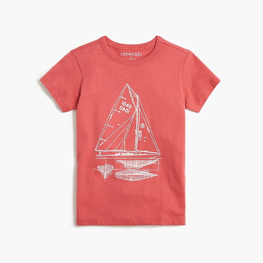 factory: boys' sailboat graphic tee for boys, right side, view zoomed