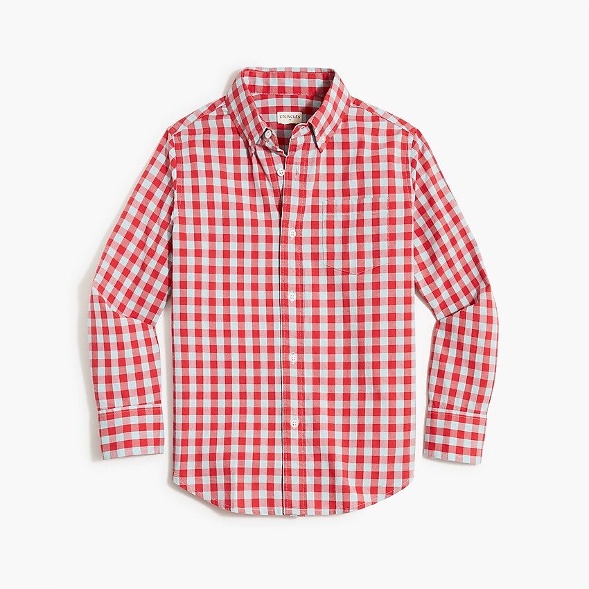 factory: boys' long-sleeve gingham washed shirt for boys, right side, view zoomed