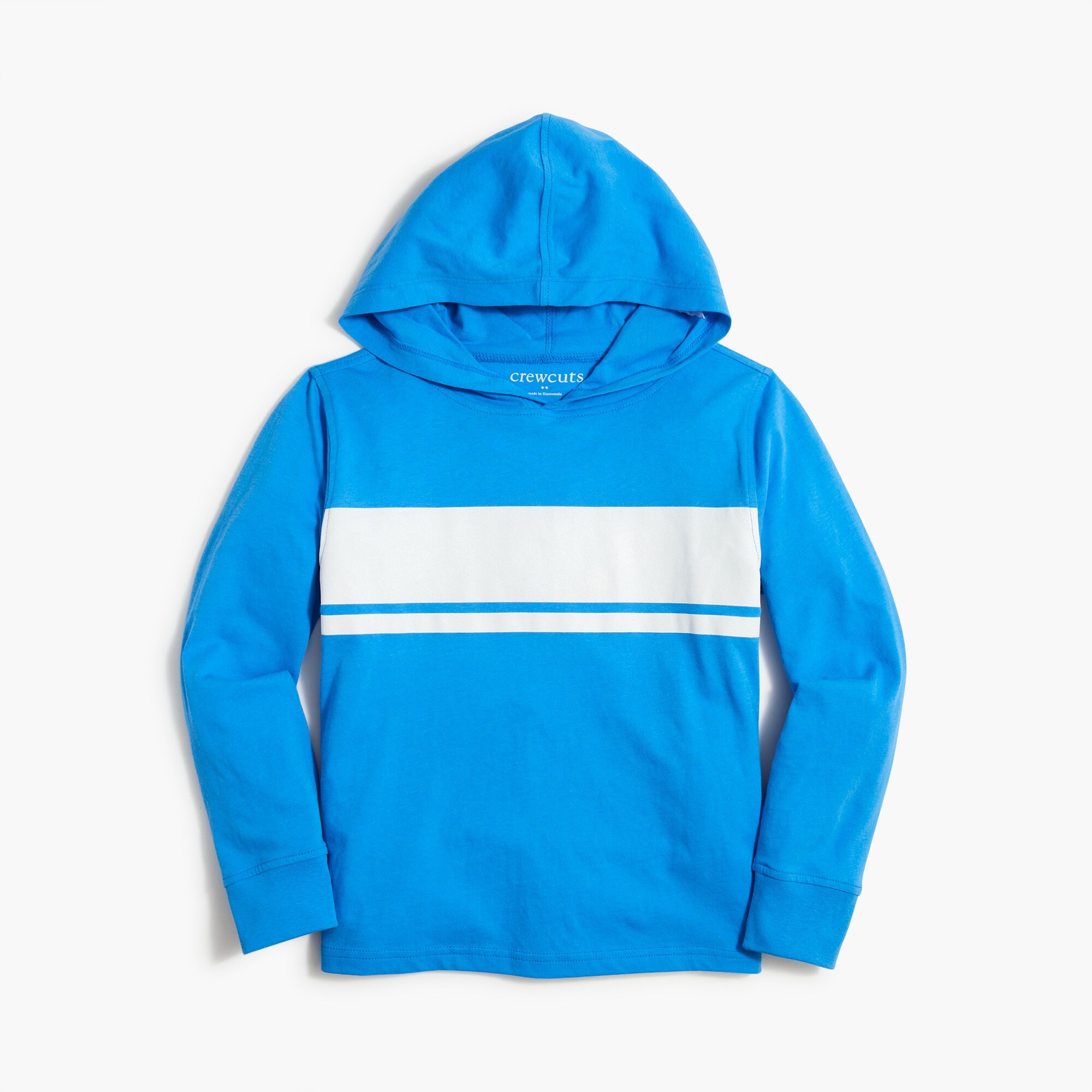 Boys' long-sleeve double-stripe hooded tee