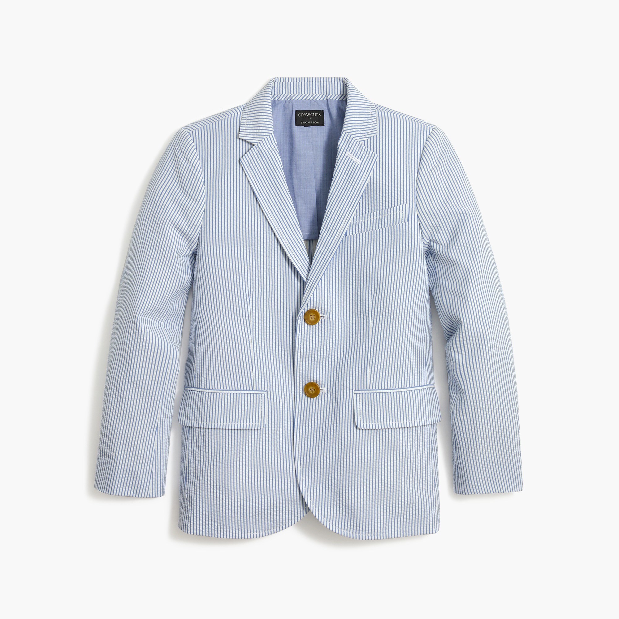factory: boys&apos; seersucker suit jacket for boys, right side, view zoomed