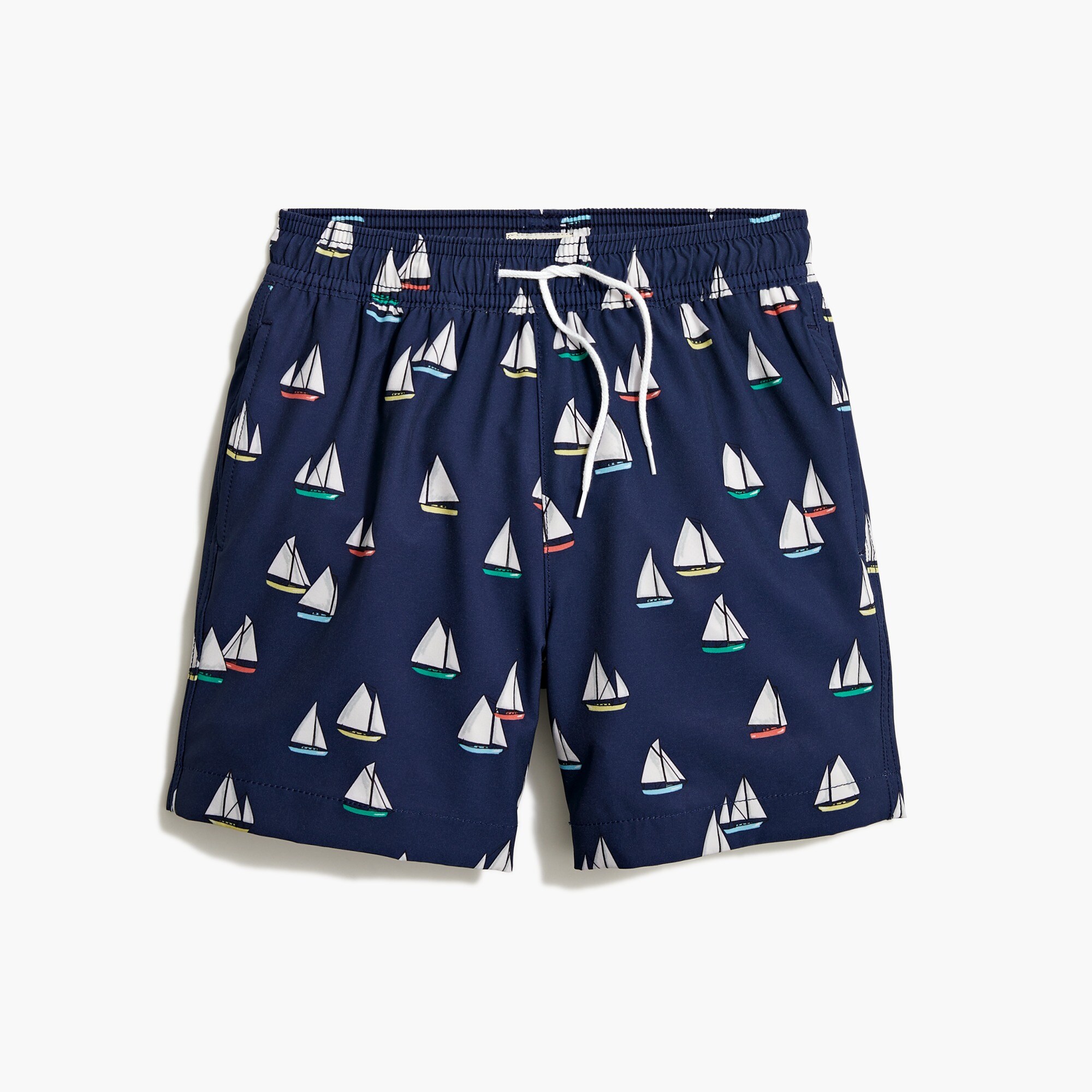 Boys' navy sailboat swim trunk