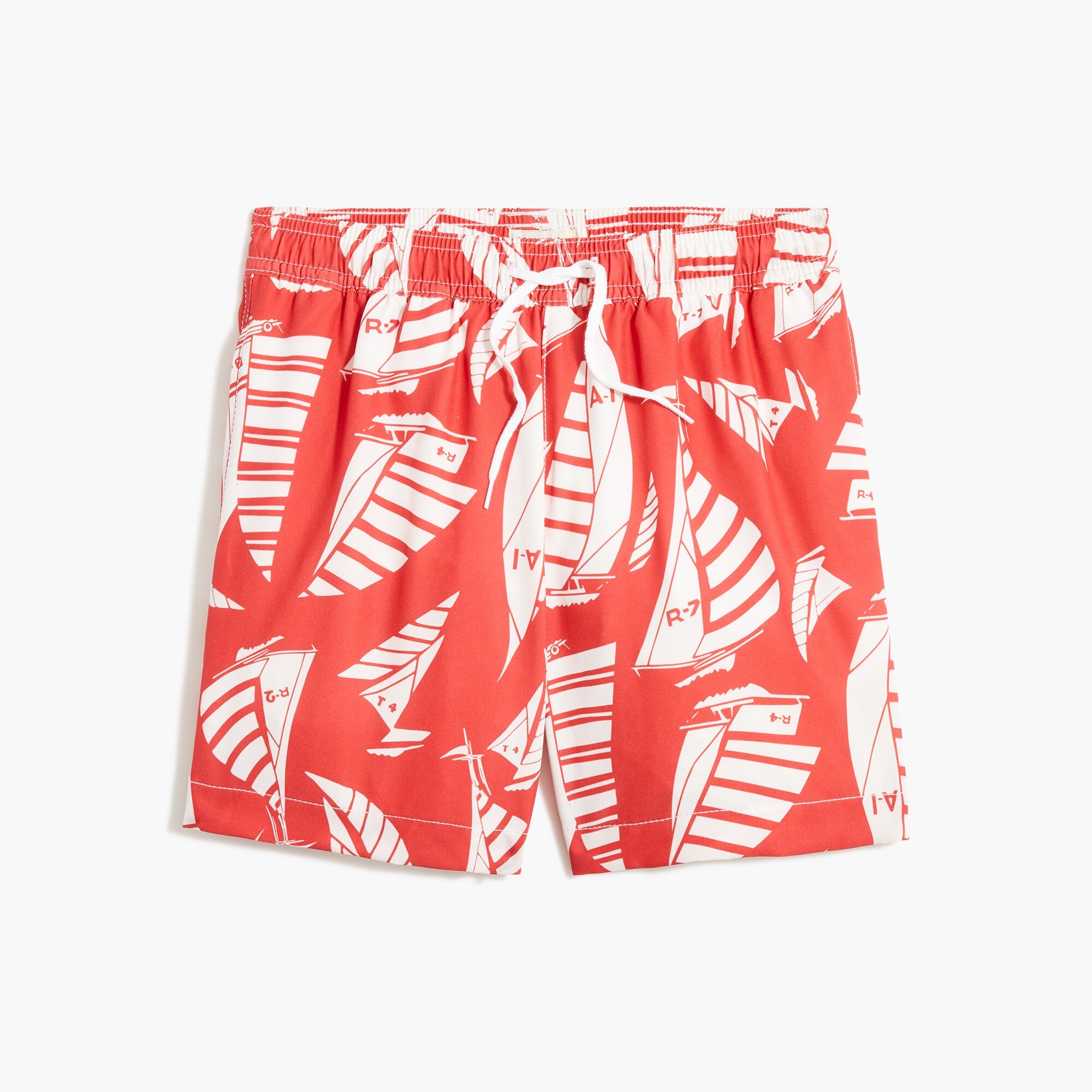 Boys' red sailboat swim trunk