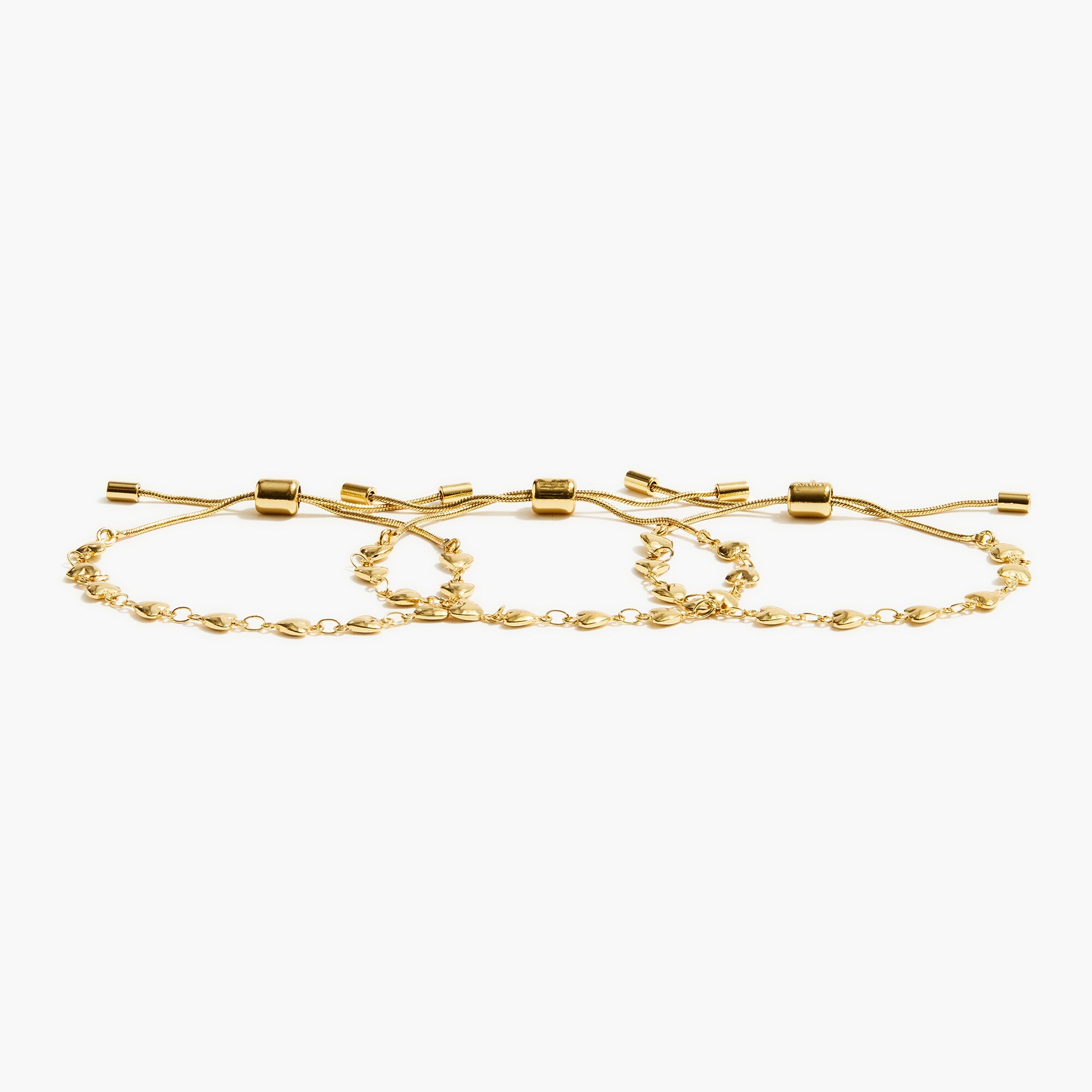 Gold hearts bracelets set-of-three