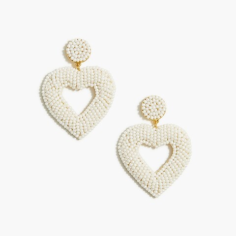 womens Beaded heart statement earrings