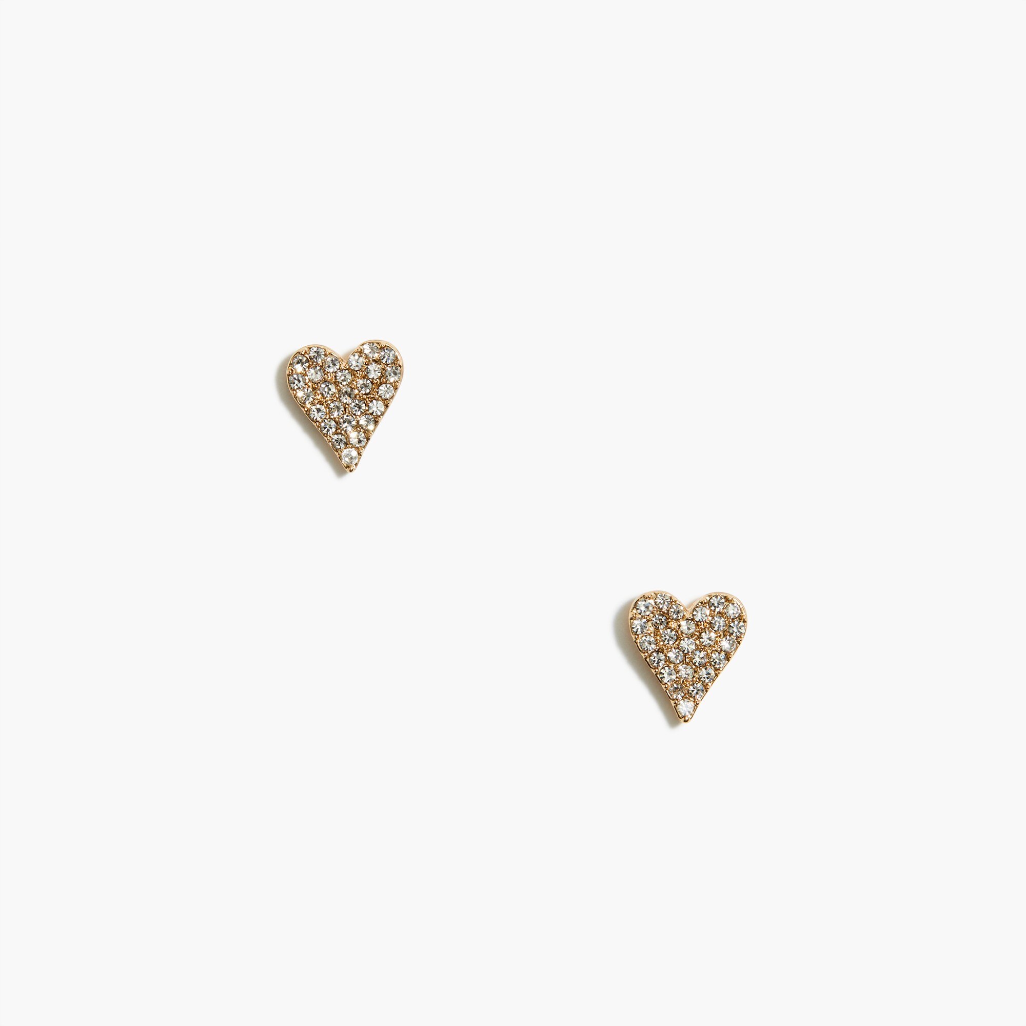 womens Pav&eacute; crystal heart stud earrings