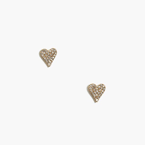 womens Pavé crystal heart stud earrings