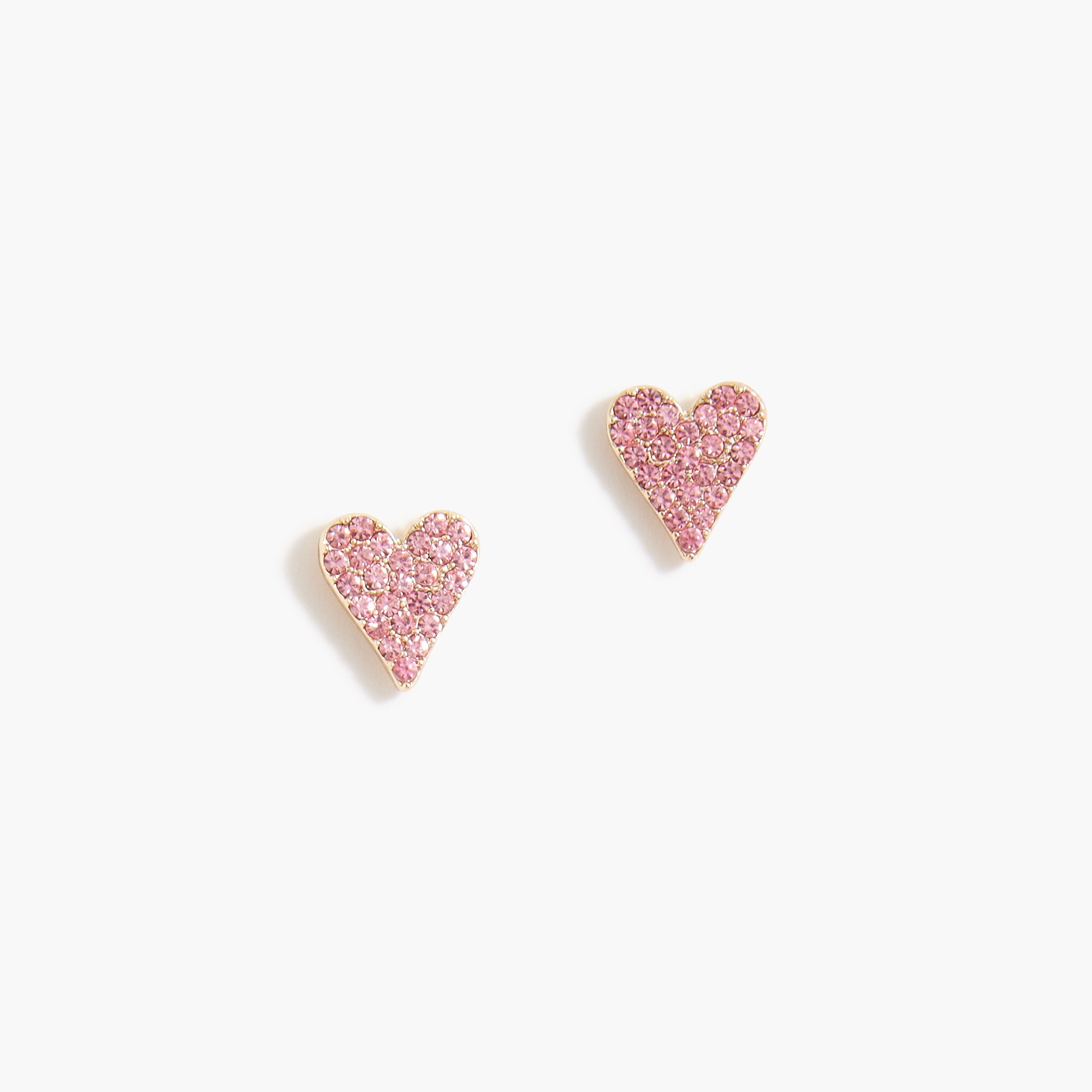pav&eacute; crystal heart stud earrings for women