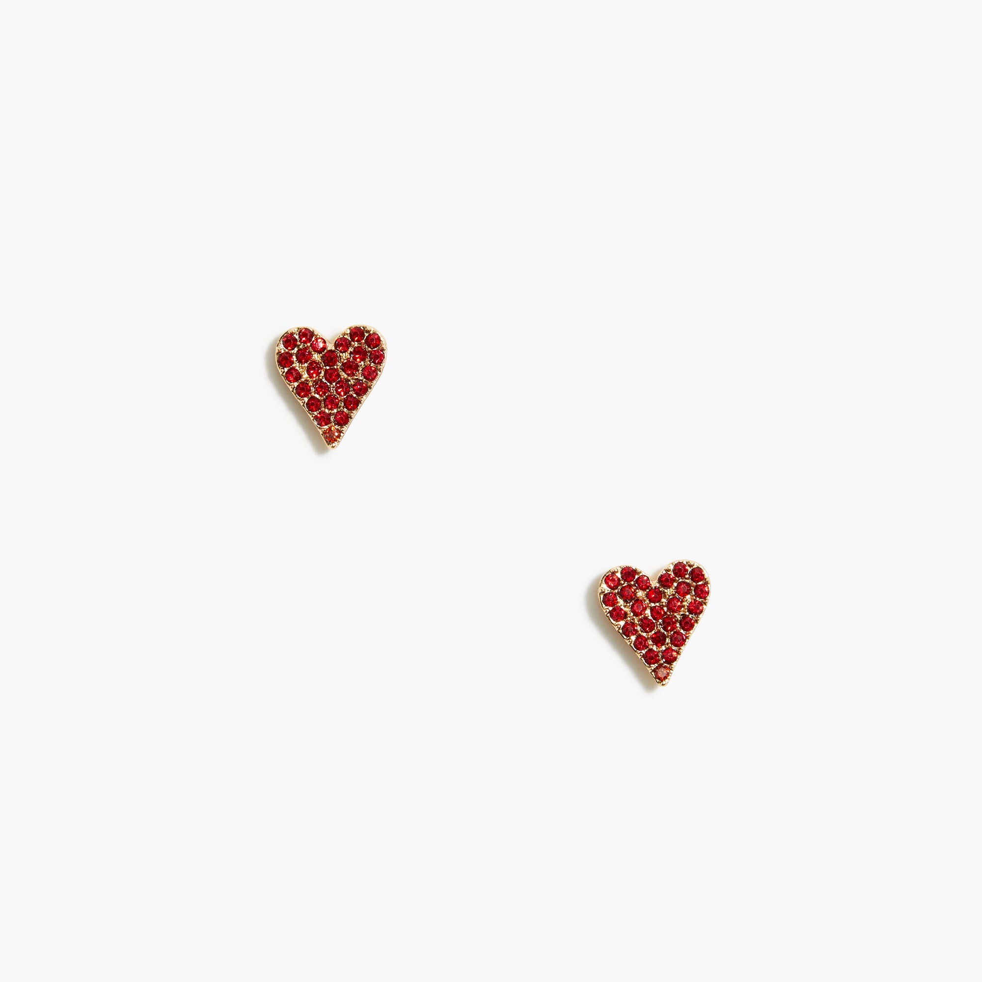  Pav&eacute; crystal heart stud earrings
