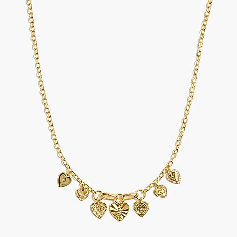 womens Heart charms statement necklace