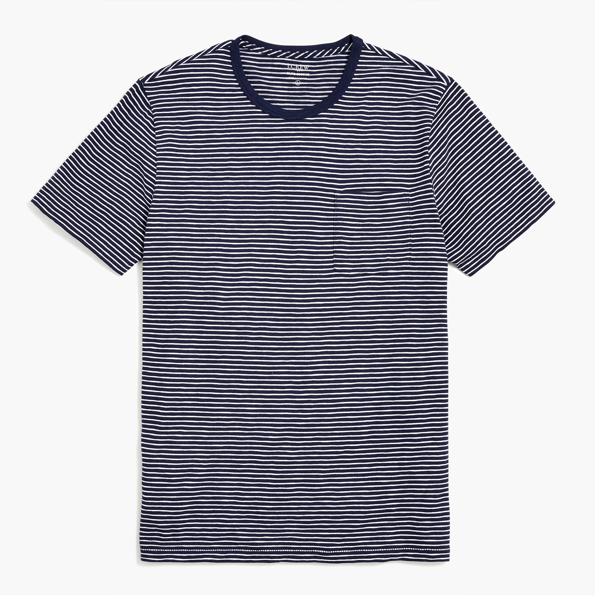 striped slub cotton pocket tee for men