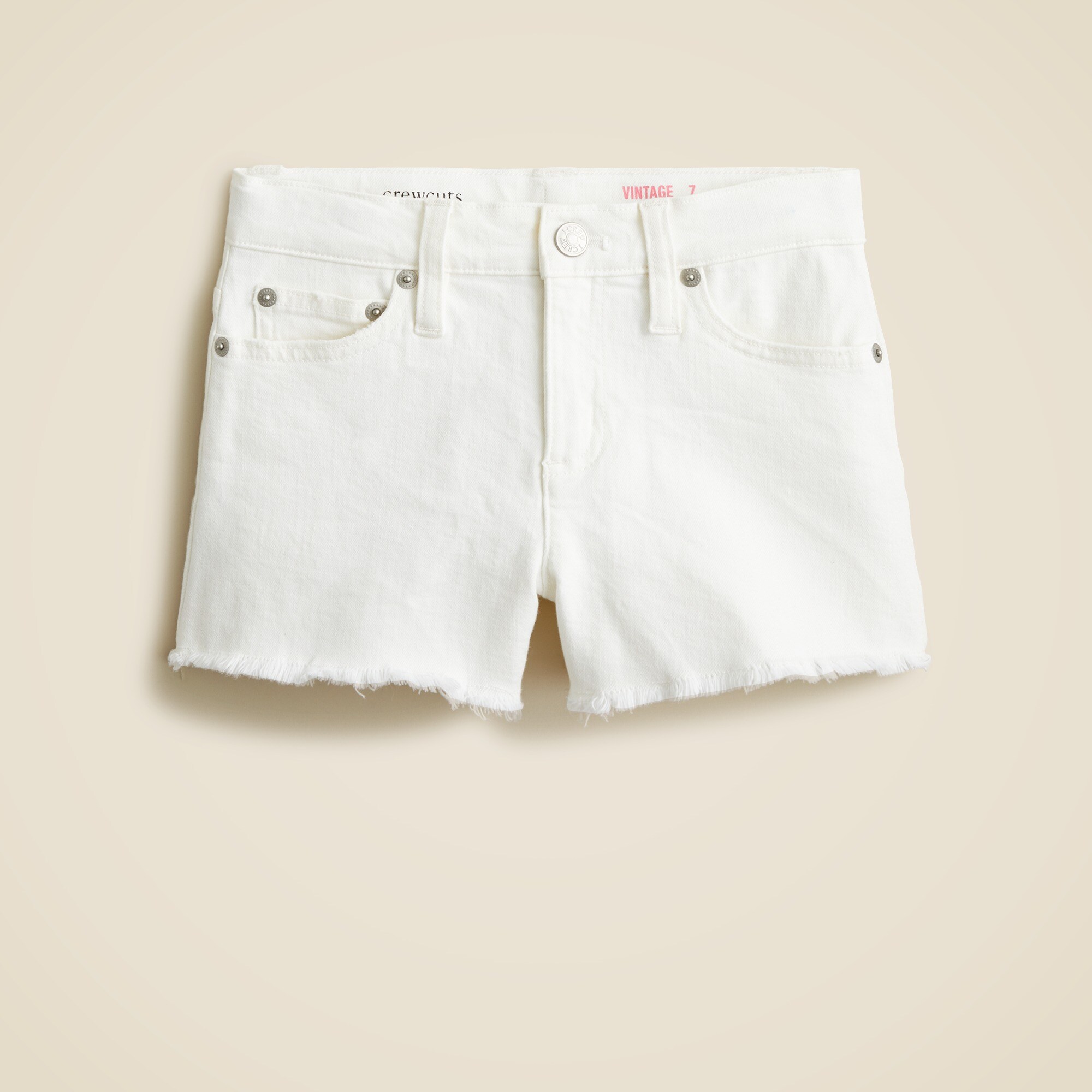  Girls&apos; frayed-hem denim short in white