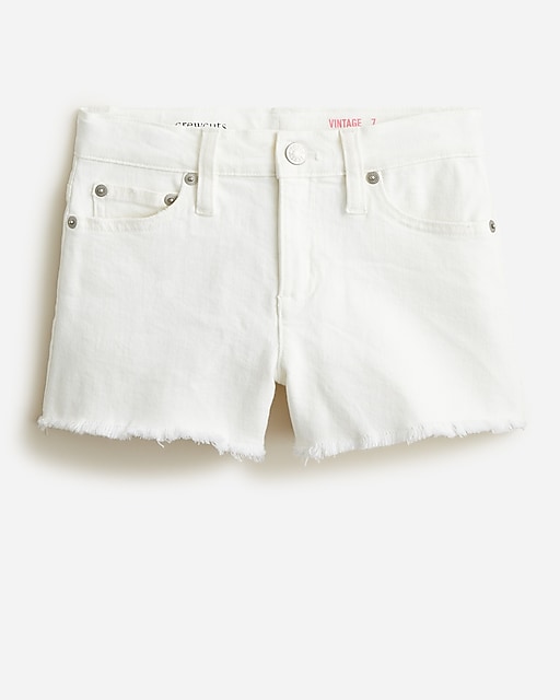 girls Girls&apos; frayed-hem denim short in white