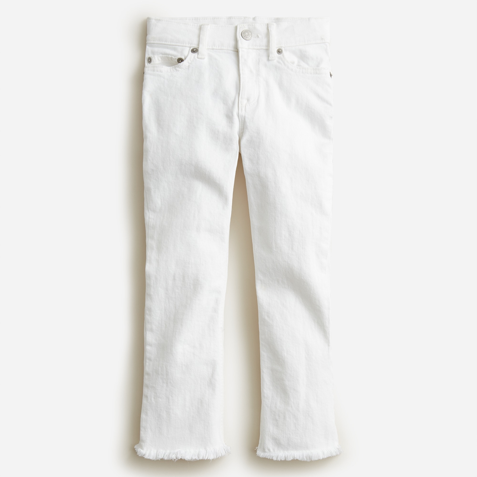  Girls&apos; raw-hem demi-boot jean in white