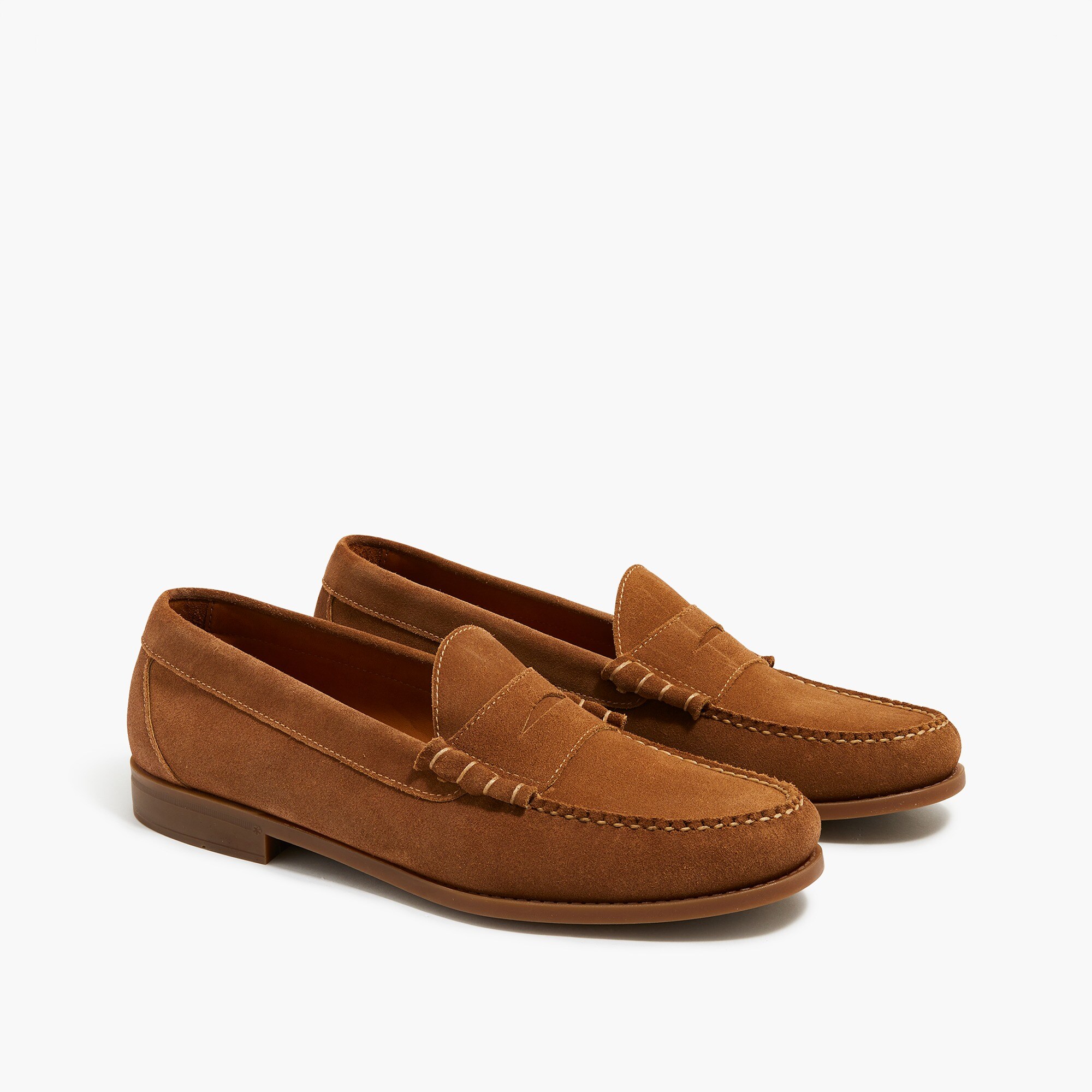 factory: suede penny loafers for men, right side, view zoomed
