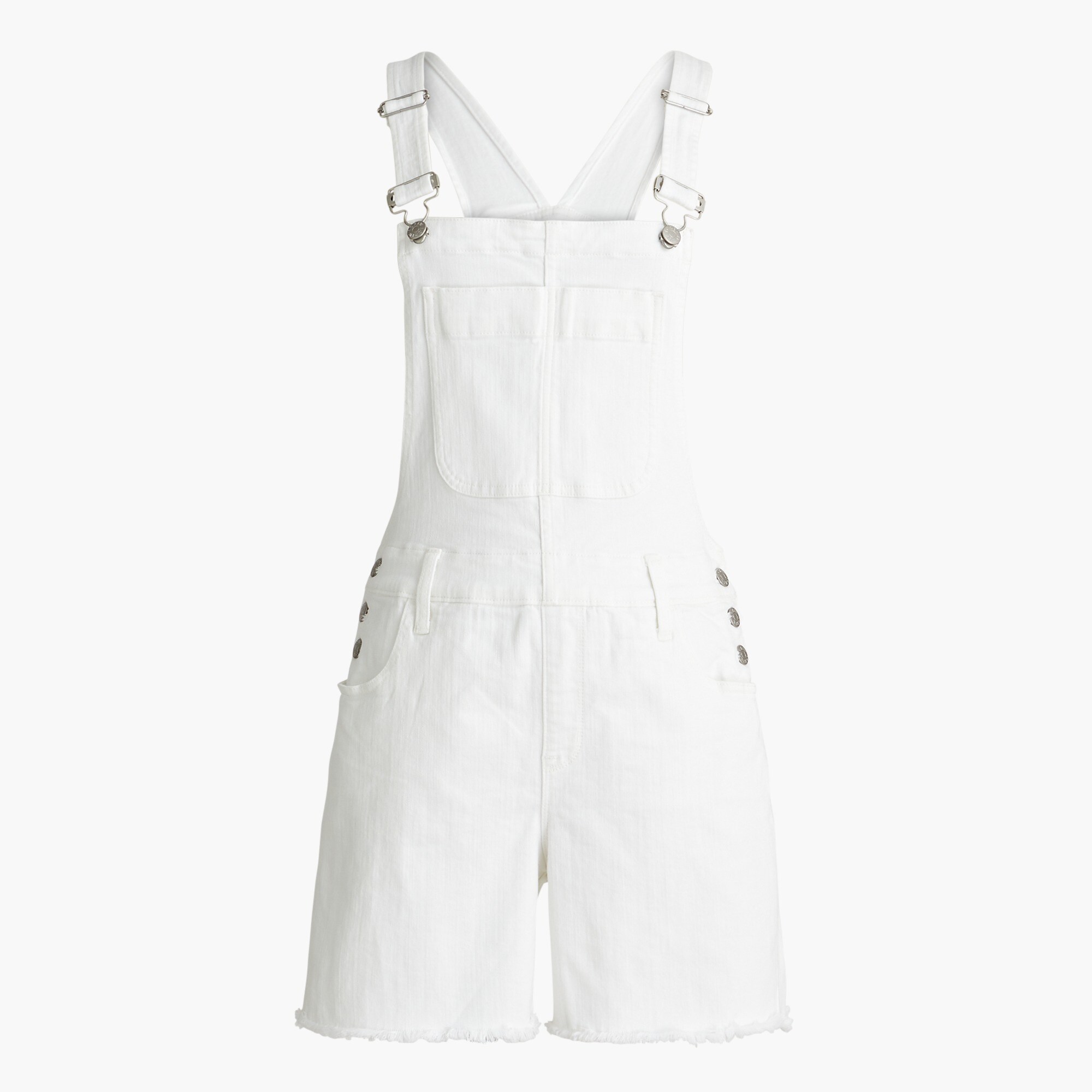 Denim cutoff overalls in white