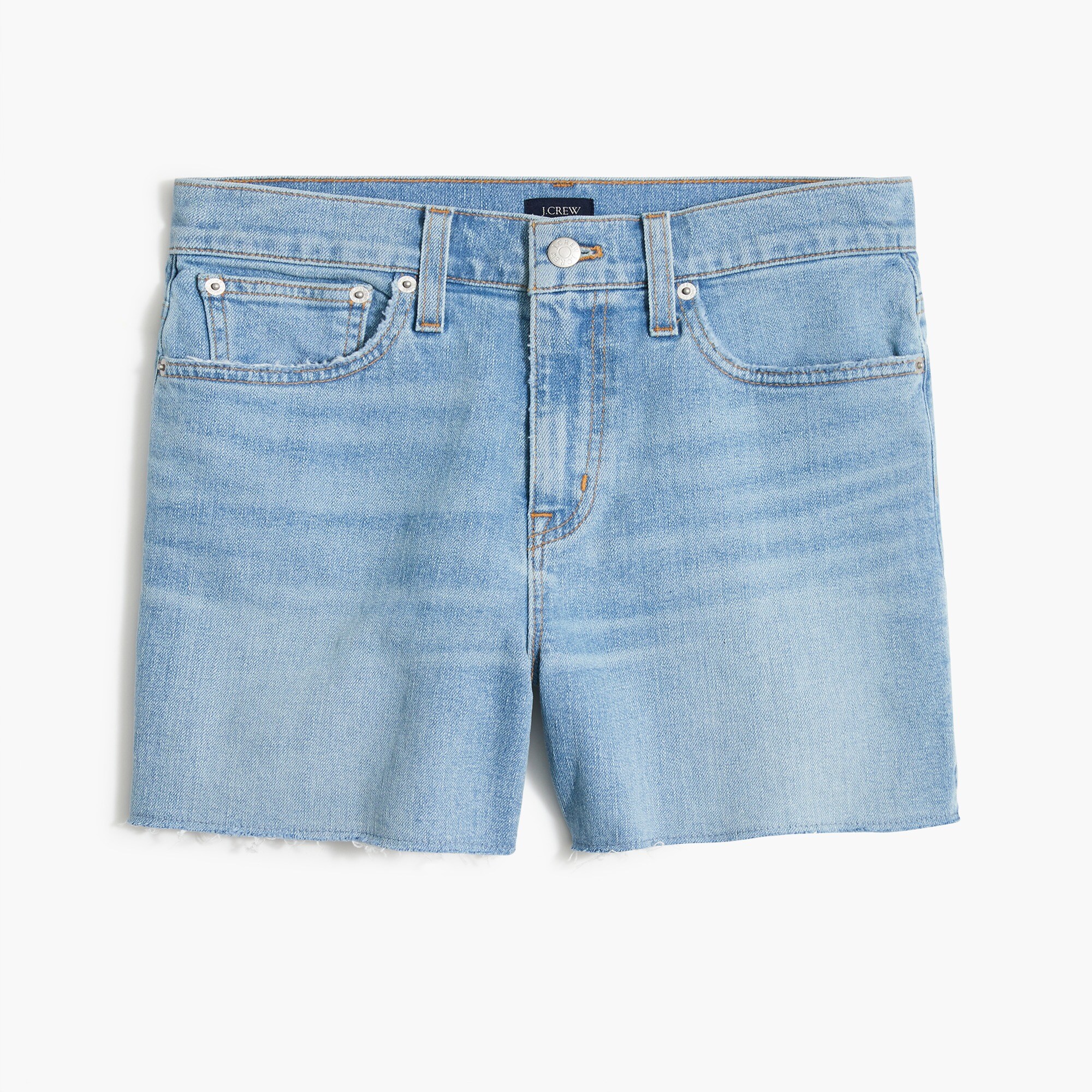 High-rise midlength denim short in harbor wash