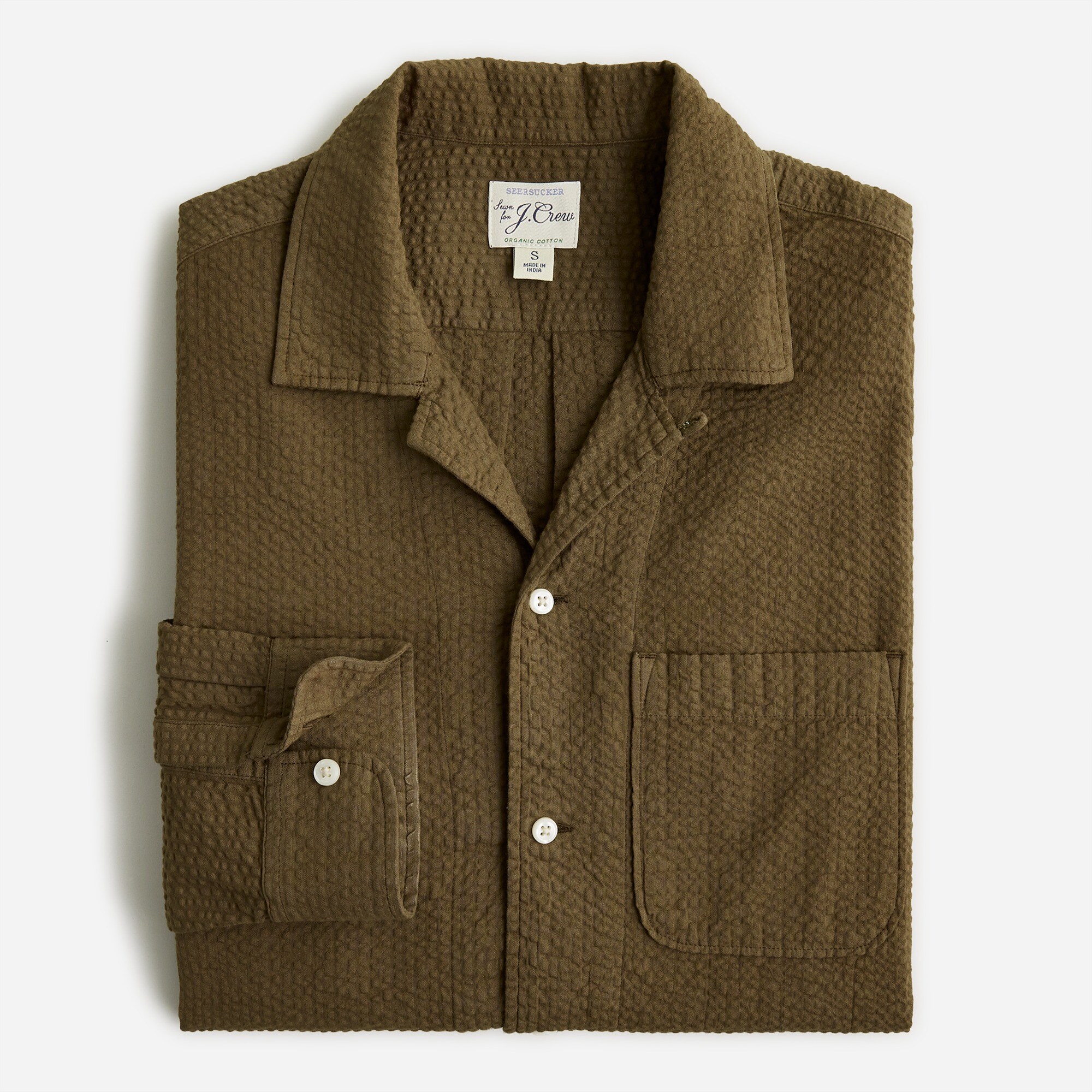J.Crew Organic Seersucker Threepocket Campcollar Shirt For Men