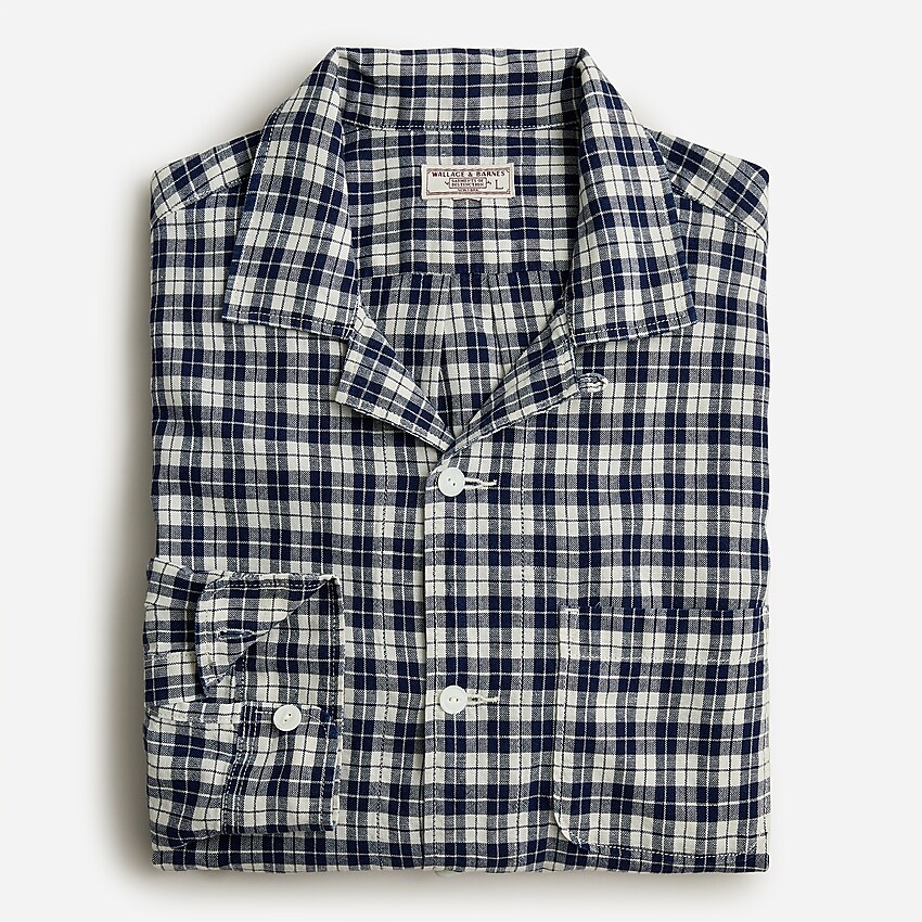 j.crew: wallace &amp; barnes camp-collar shirt in indigo for men, right side, view zoomed