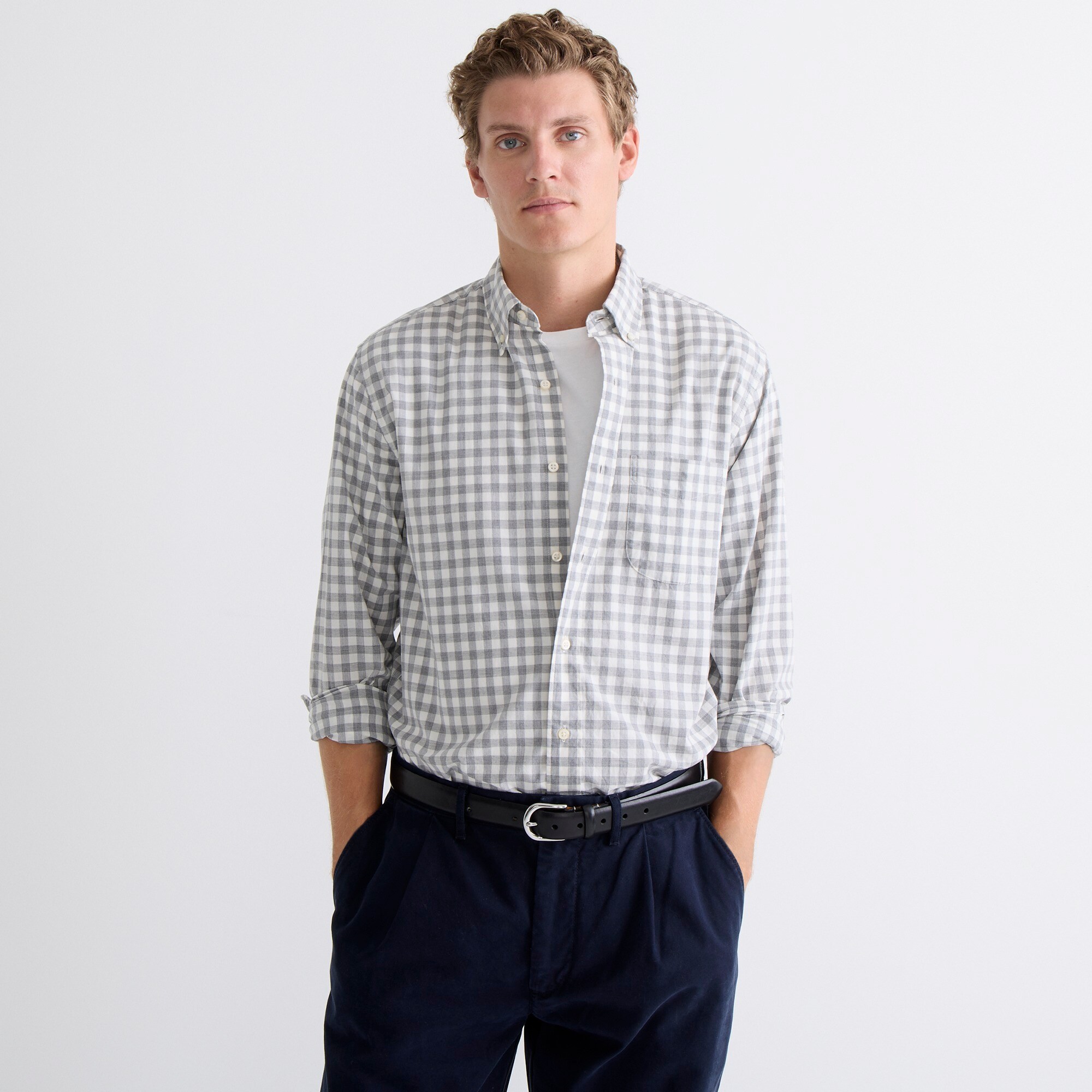 Slim Secret Wash organic cotton poplin shirt