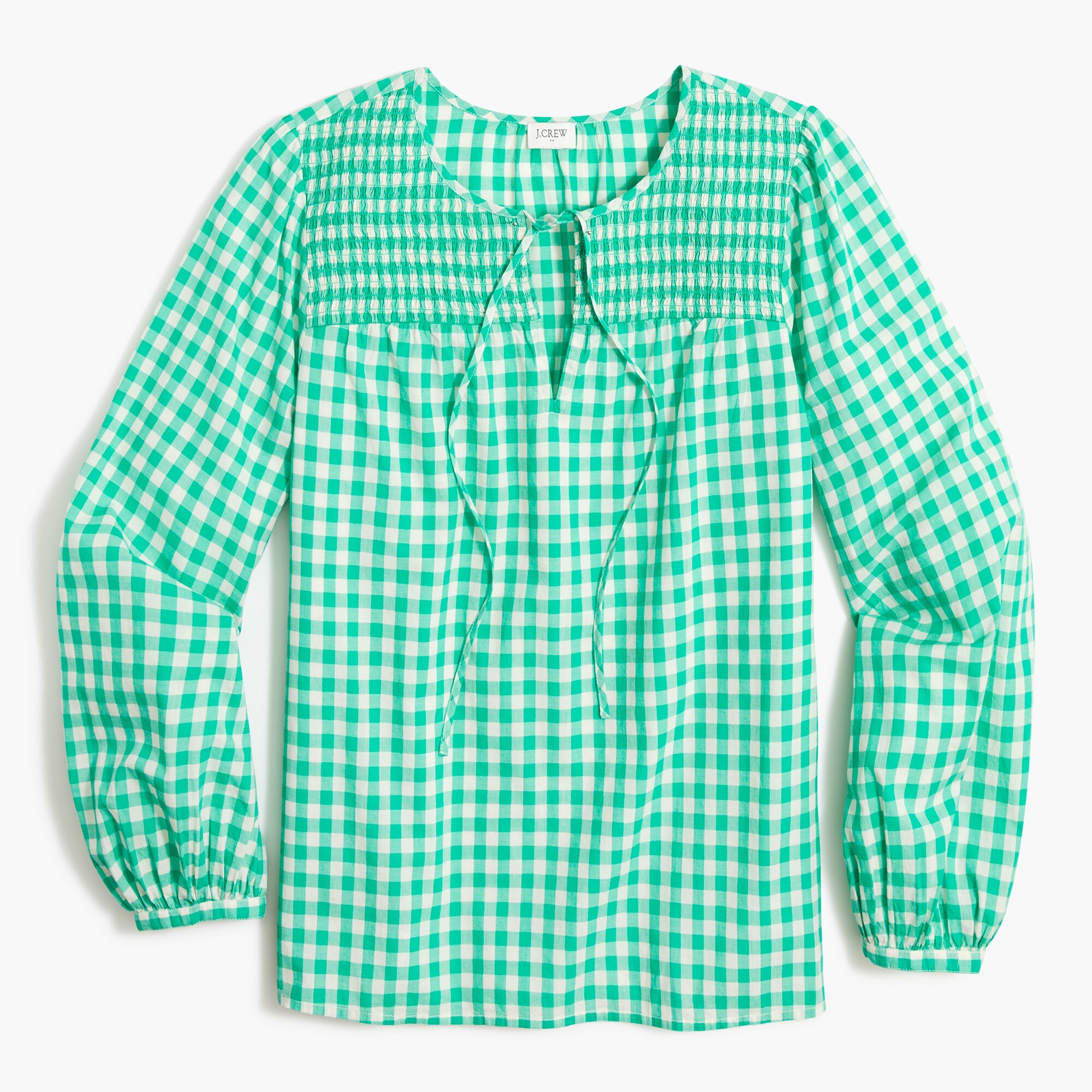 Tie-neck smocked top
