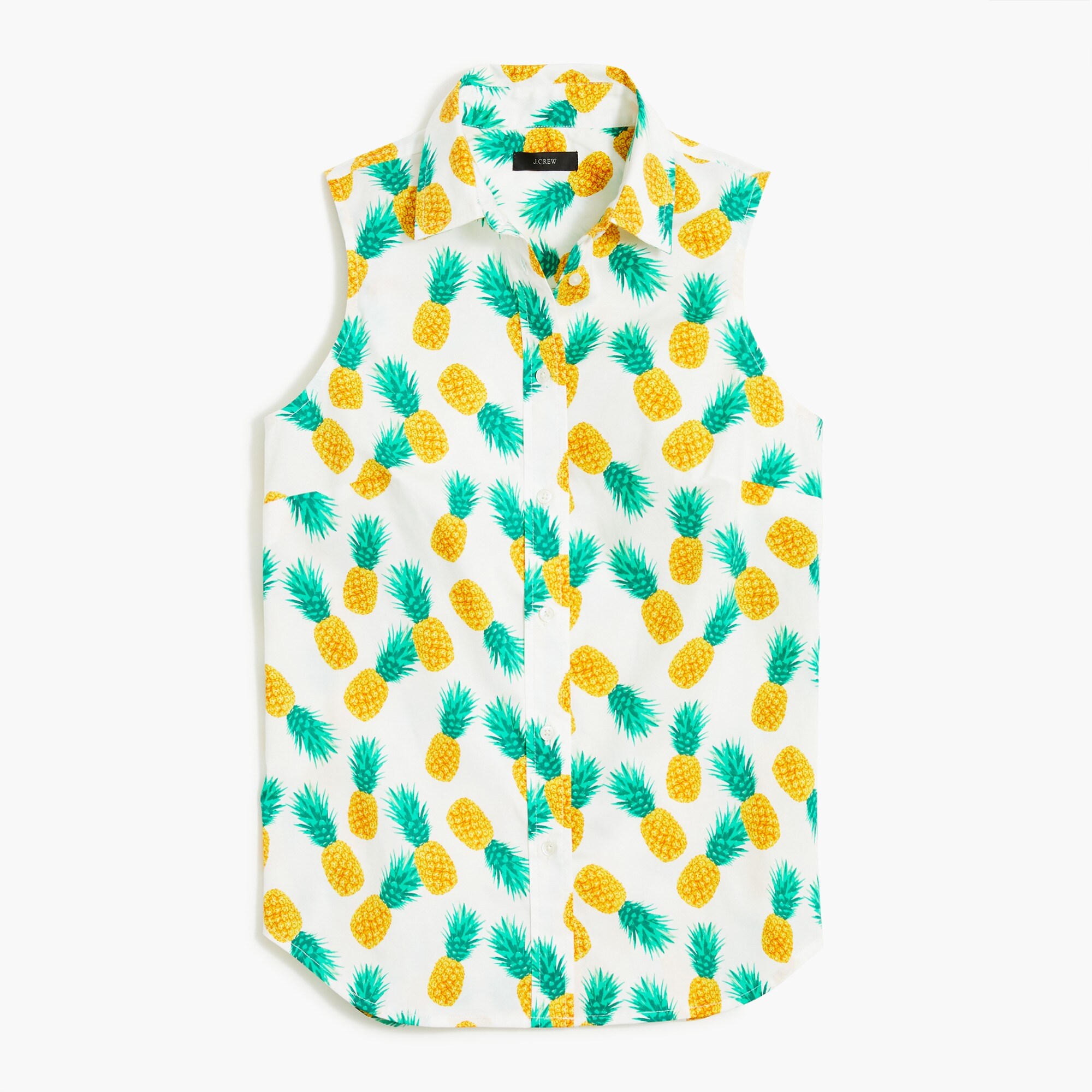 Sleeveless cotton poplin shirt in signature fit