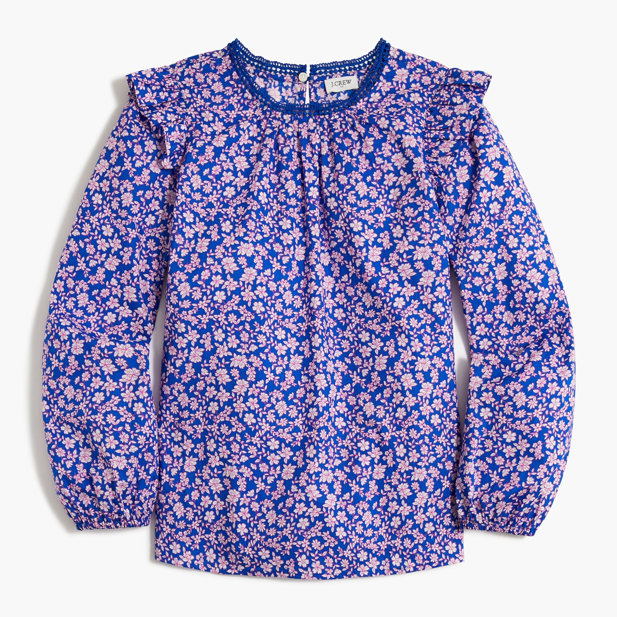 long-sleeve ruffle-shoulder top for women