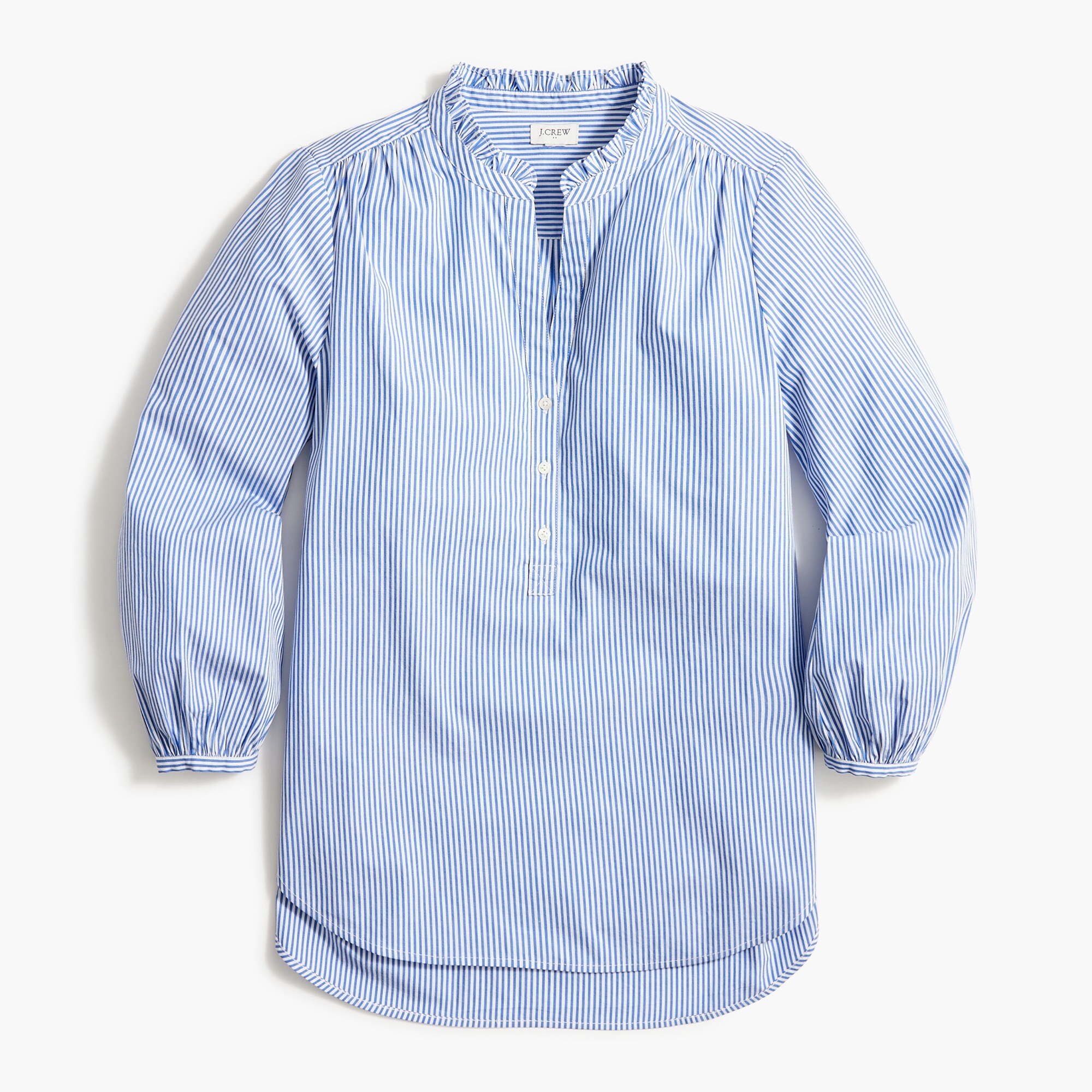 cotton poplin ruffleneck tunic for women