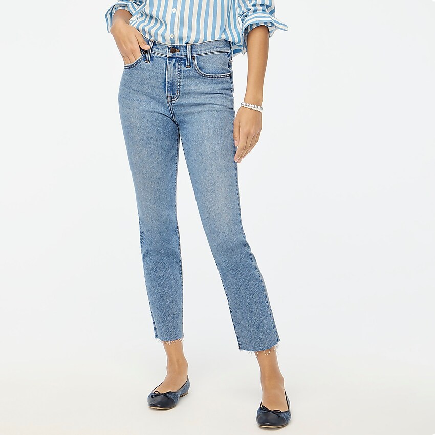 factory: essential straight jean in all-day stretch for women, right side, view zoomed