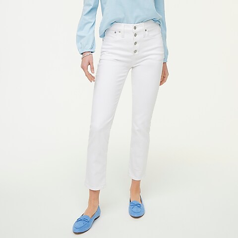 womens Petite essential straight white jean in all-day stretch