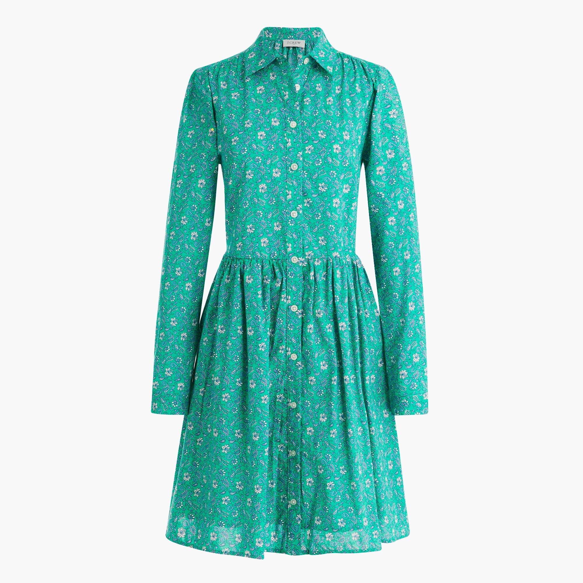 Printed cotton mini shirt-dress
