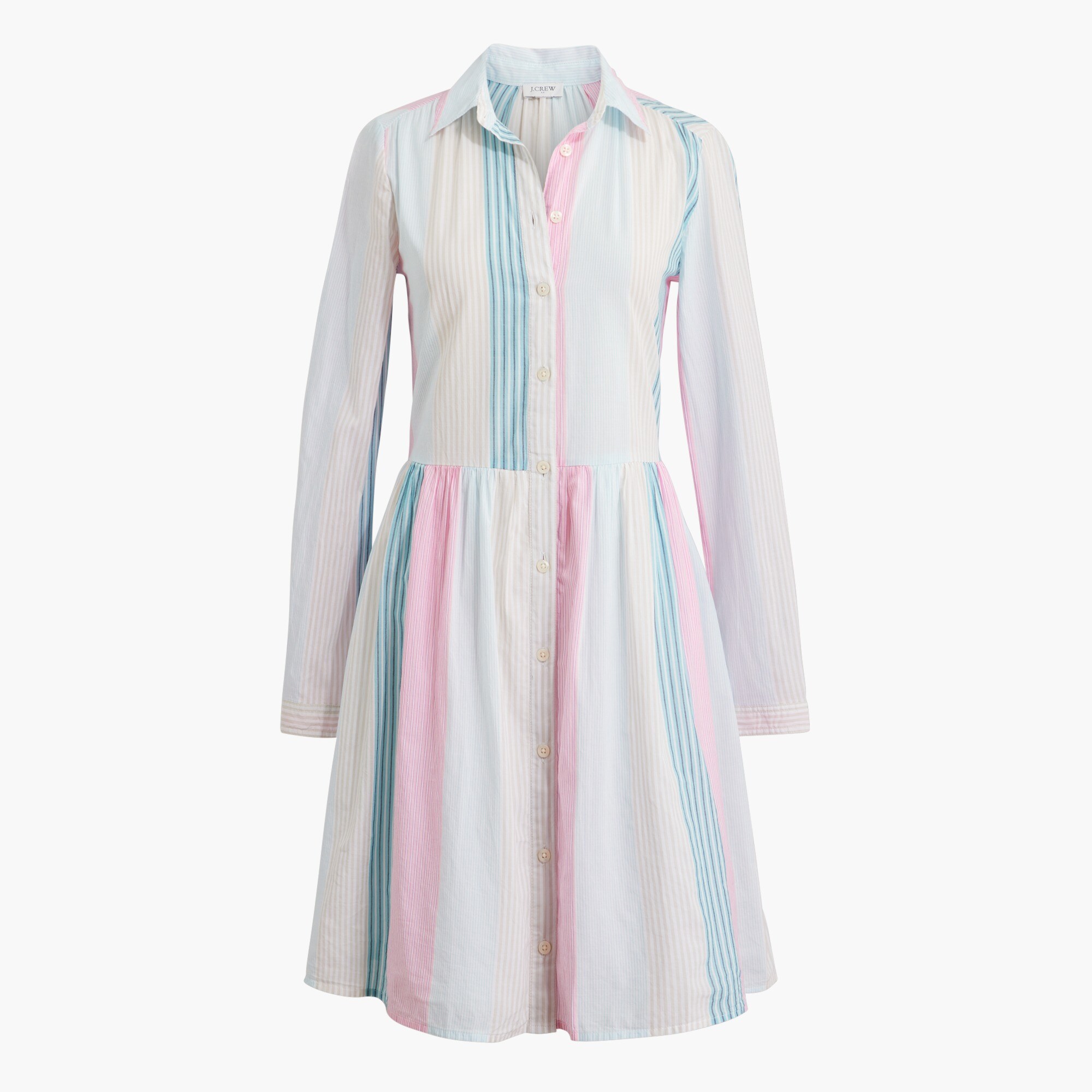 striped cotton mini shirt-dress for women