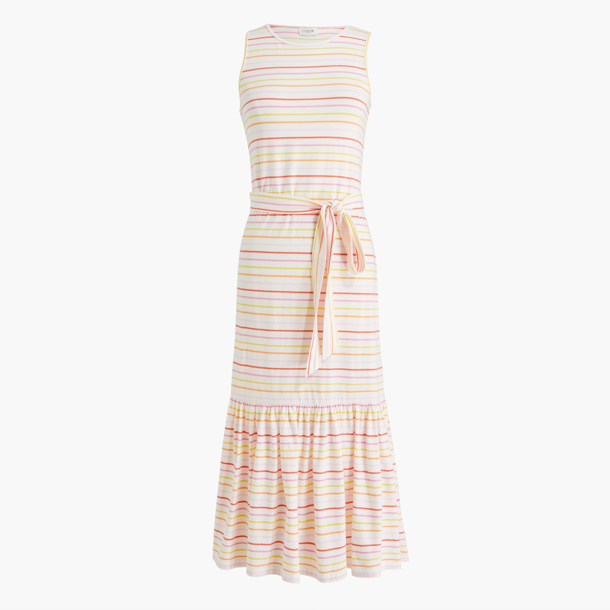 striped knit tie-waist midi dress for women