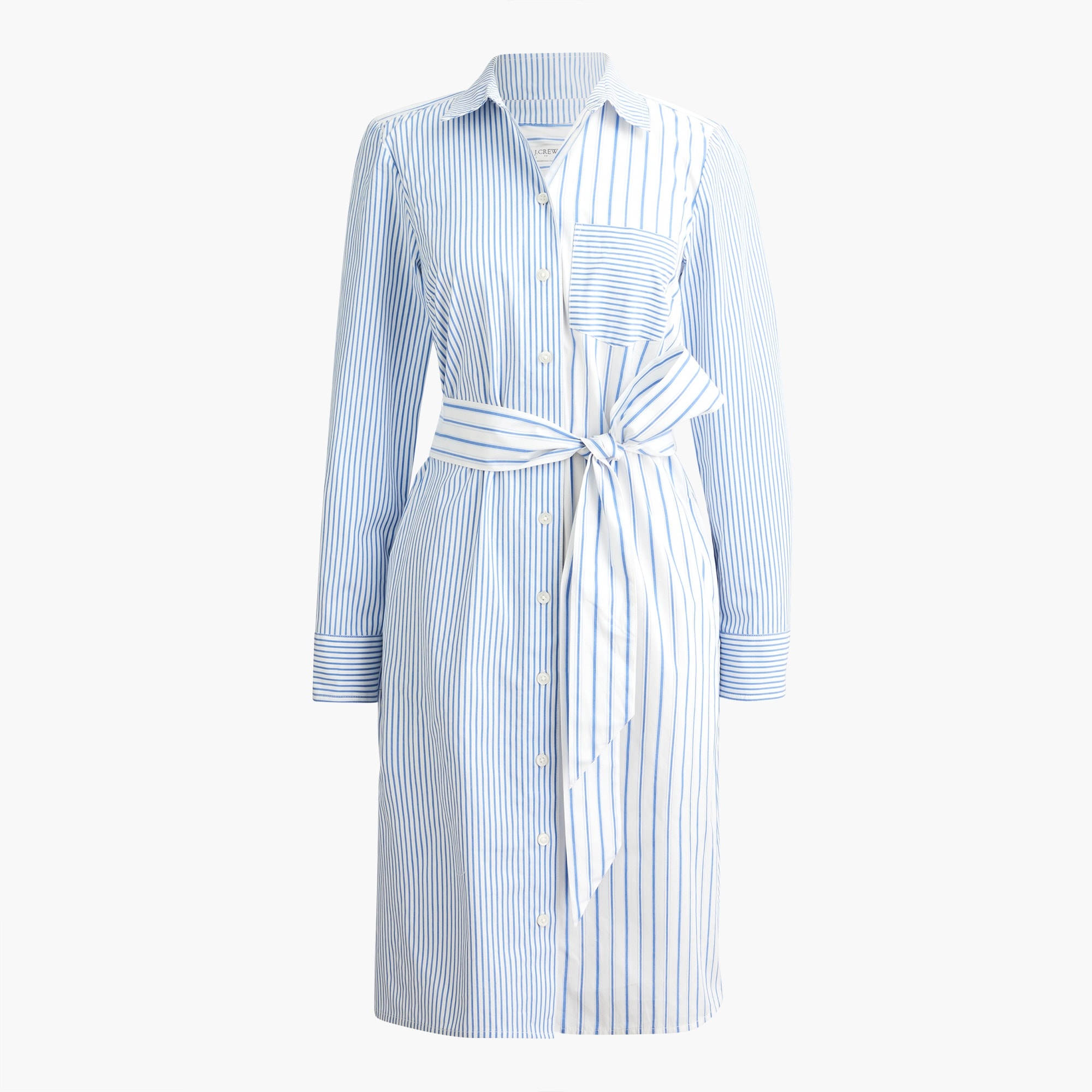Factory Striped Belted Shirtdress For Women