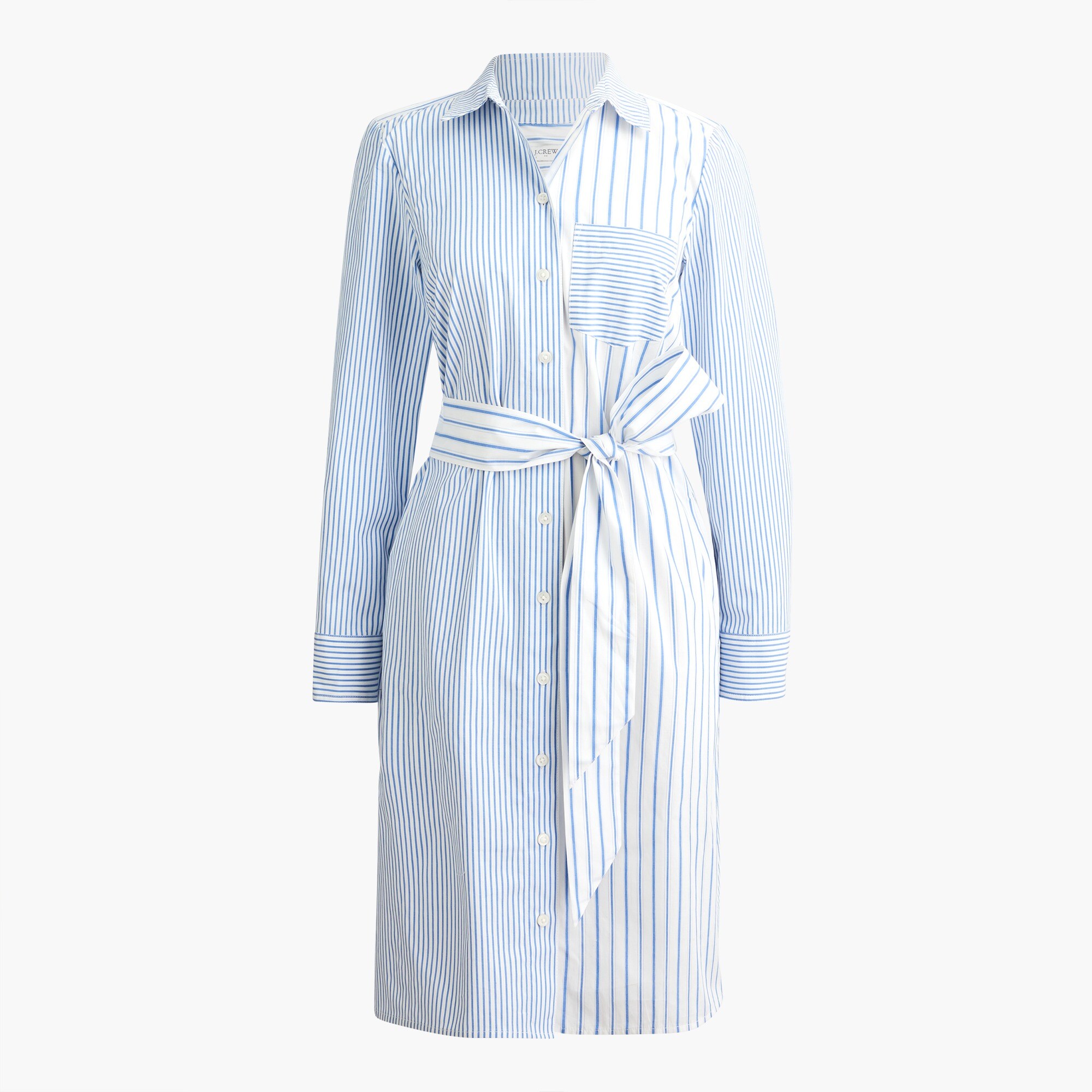 Striped belted shirt-dress