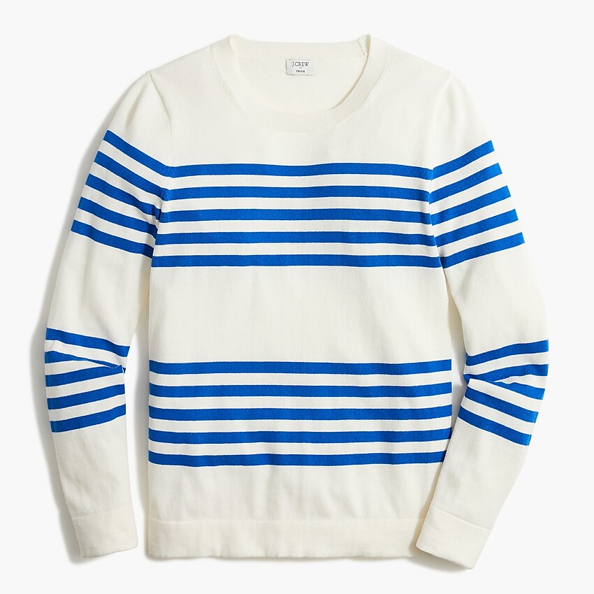 factory: striped teddie sweater for women, right side, view zoomed