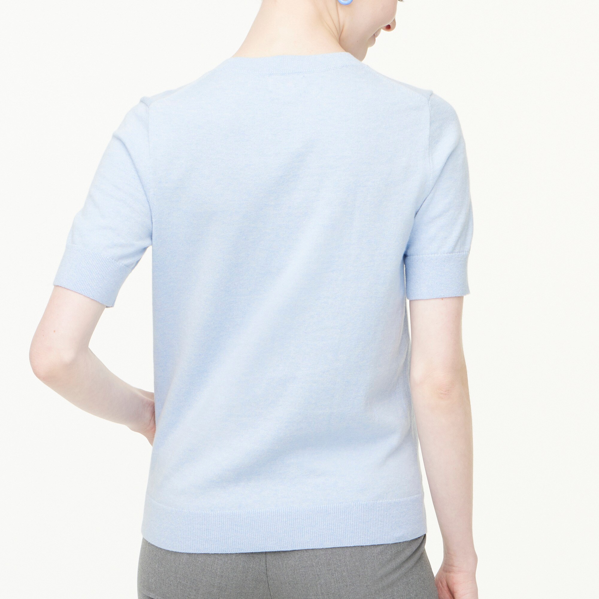 Cotton-cashmere short-sleeve sweater