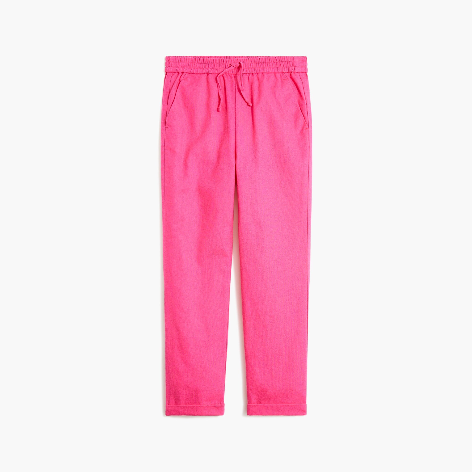 Girls' linen-cotton blend drawstring pant